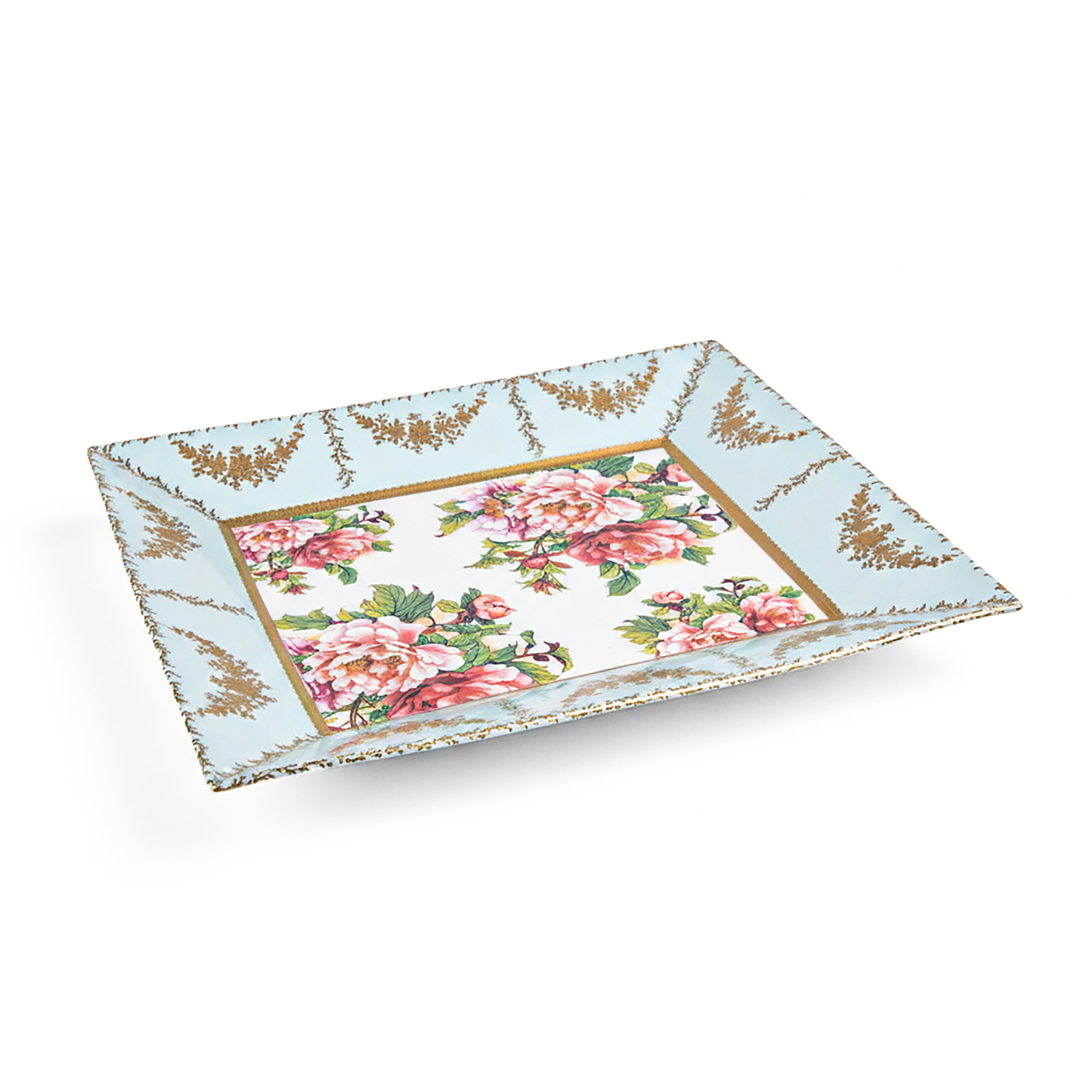 Mangani 1958. Floral Porcelain Decorative Plate with Gold Finish