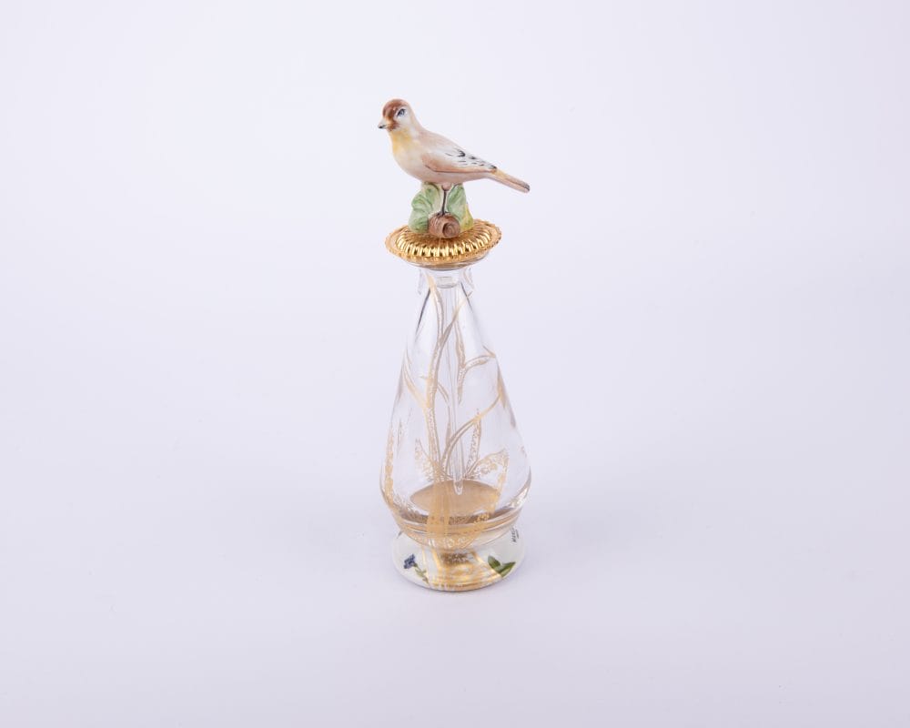 Mangani 1958. Crystal Perfume Bottle with A bird Objet