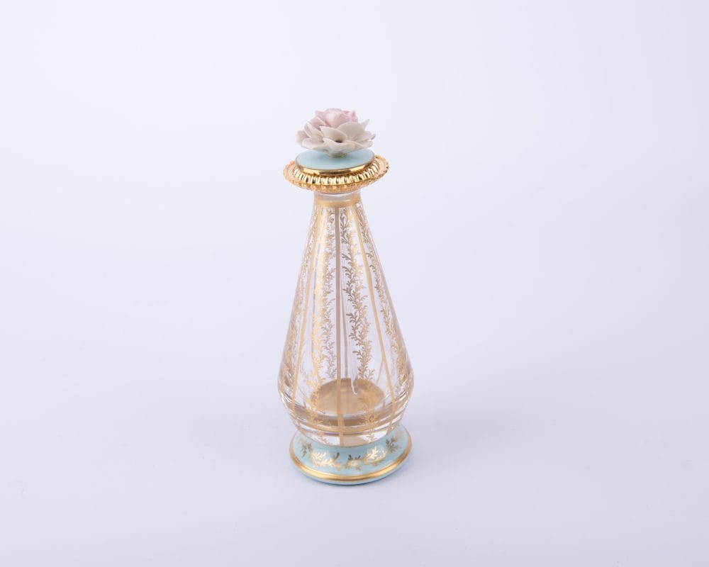 Mangani 1958. Crystal Perfume Bottle with A Flower Objet