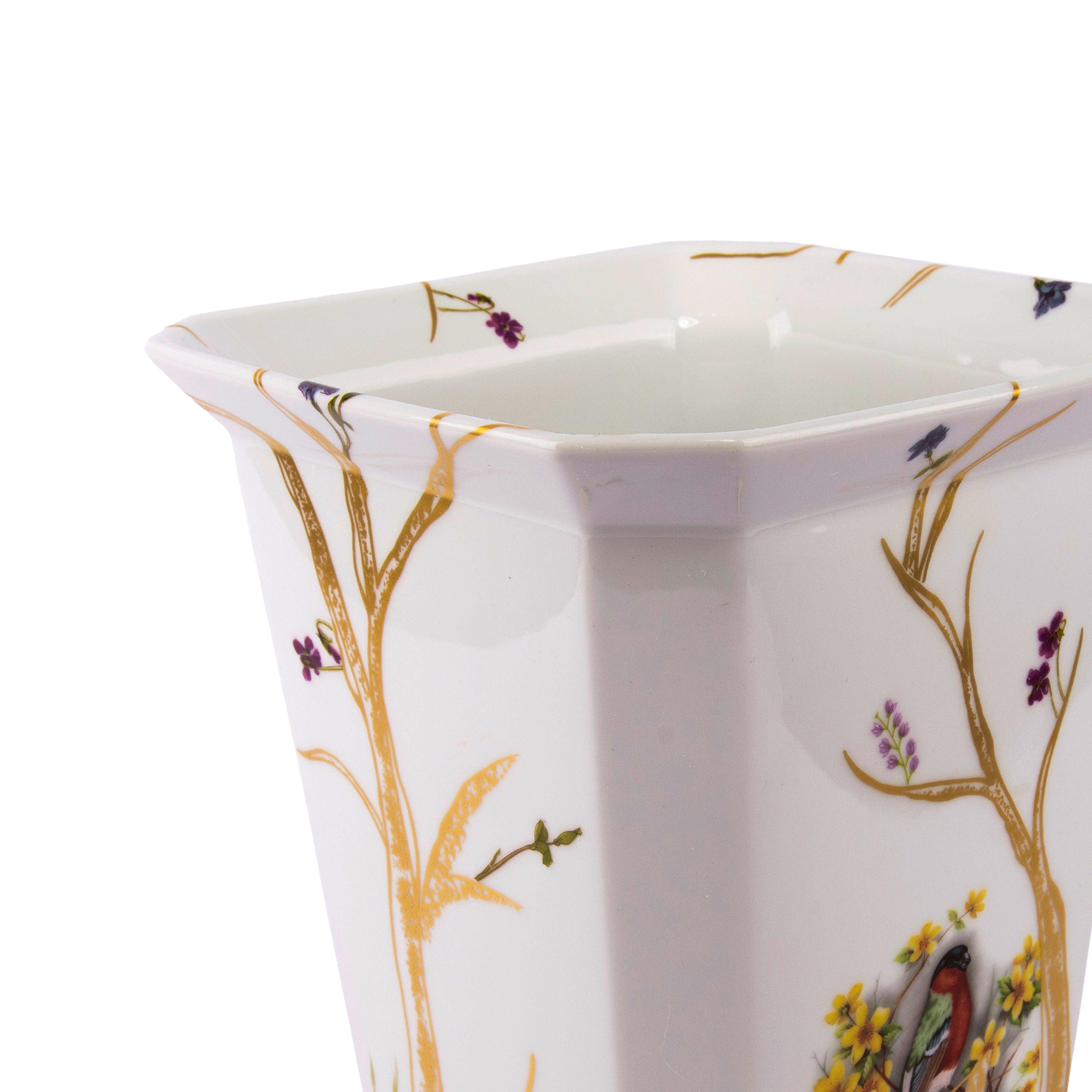 Mangani 1958. Set of Porcelain Tissue Box and Wastebasket Featuring A Bird