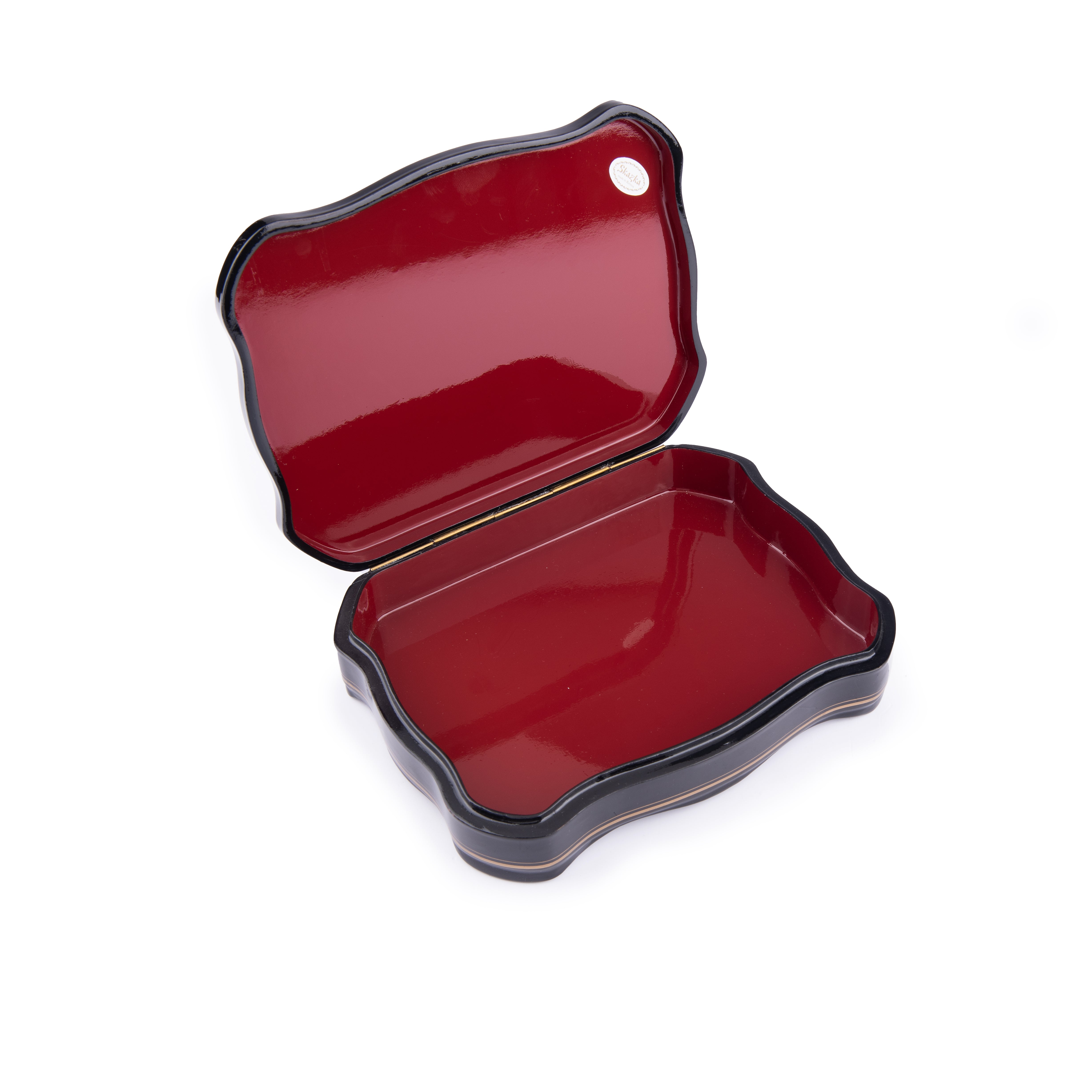 Skazka. Hand Painted Jewellery Box Showcasing Greenery Scene. Medium Size