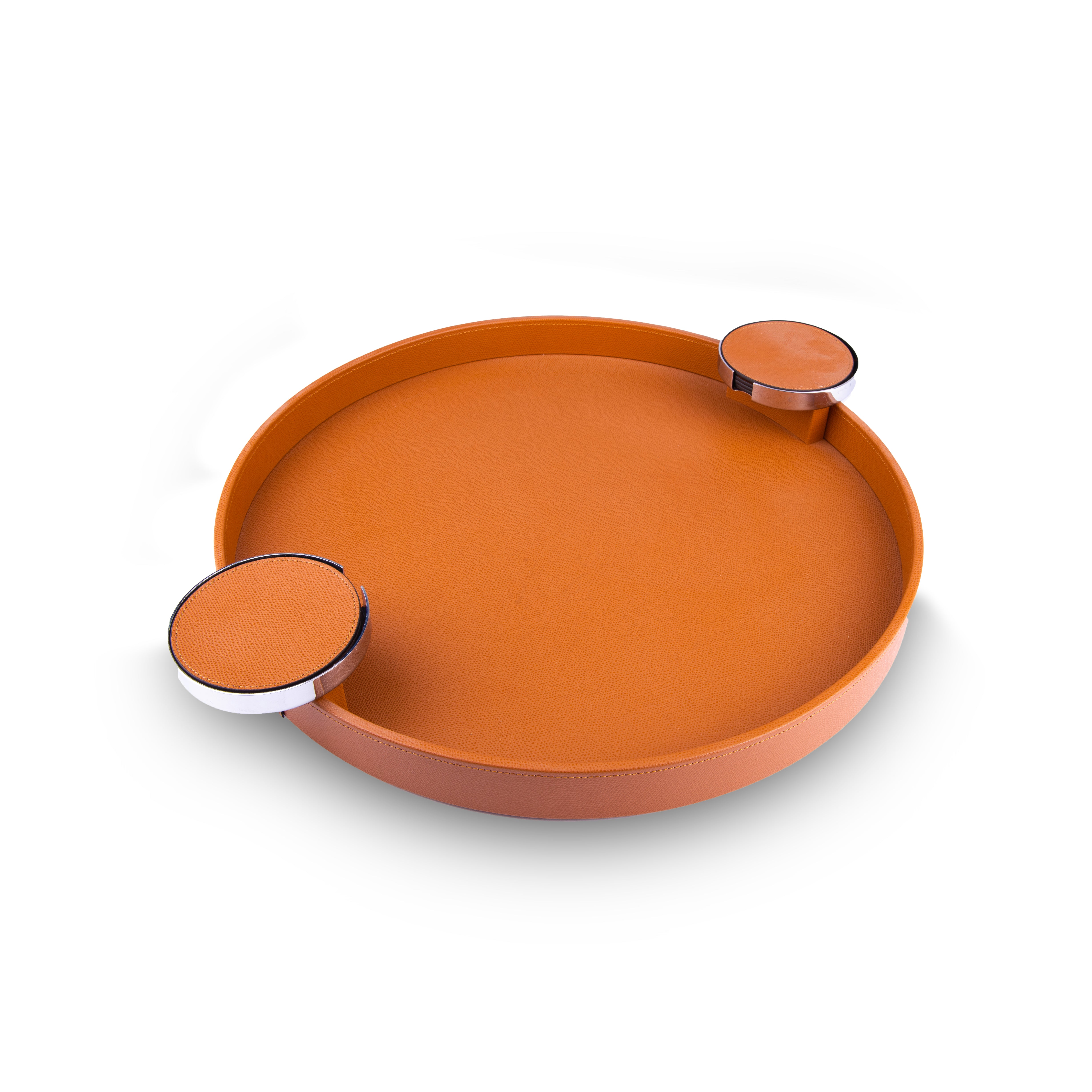 Pinetti. Dioniso Brown Rounded Tray with Coaster Holders