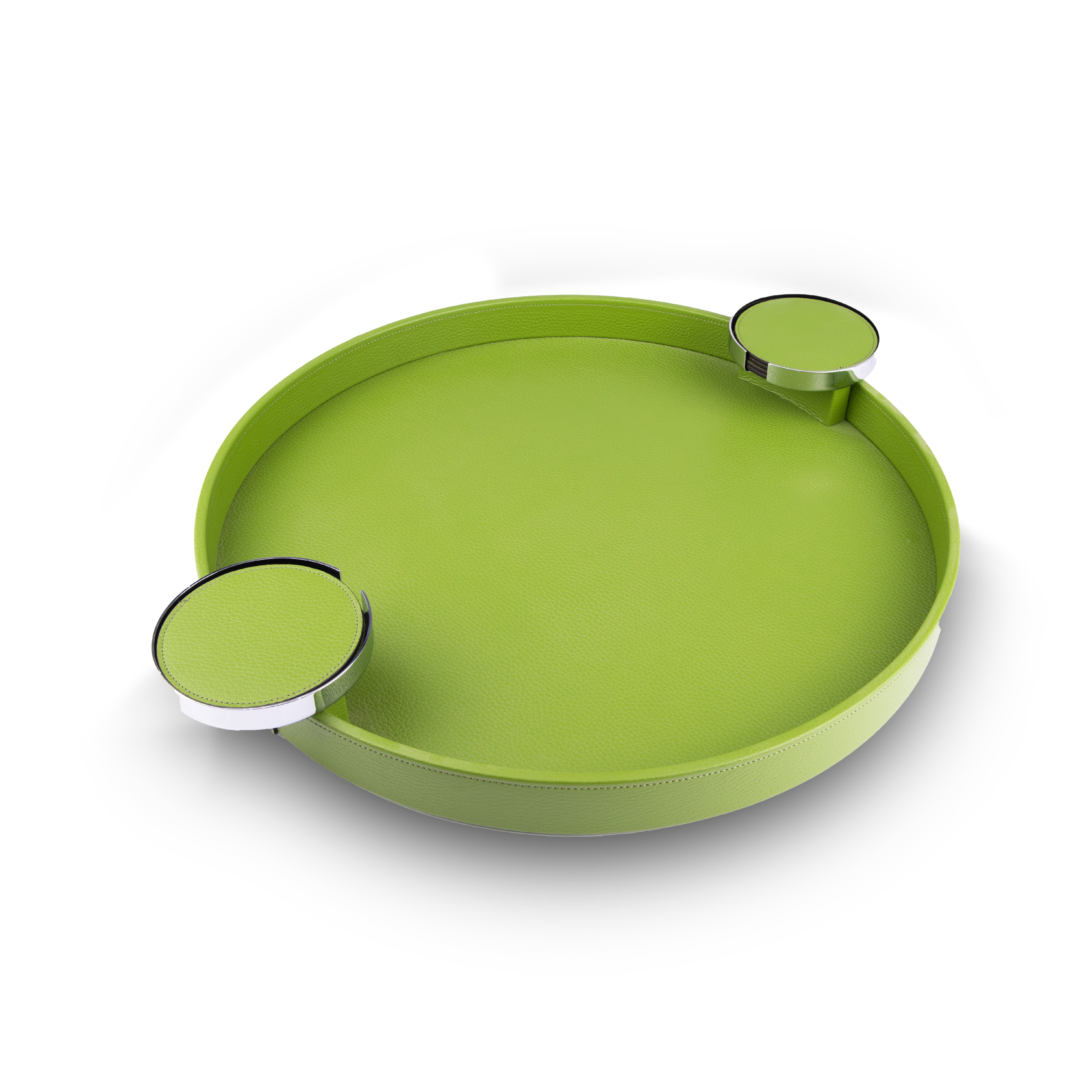Pinetti. Dioniso Green Rounded Tray with Coaster Holders
