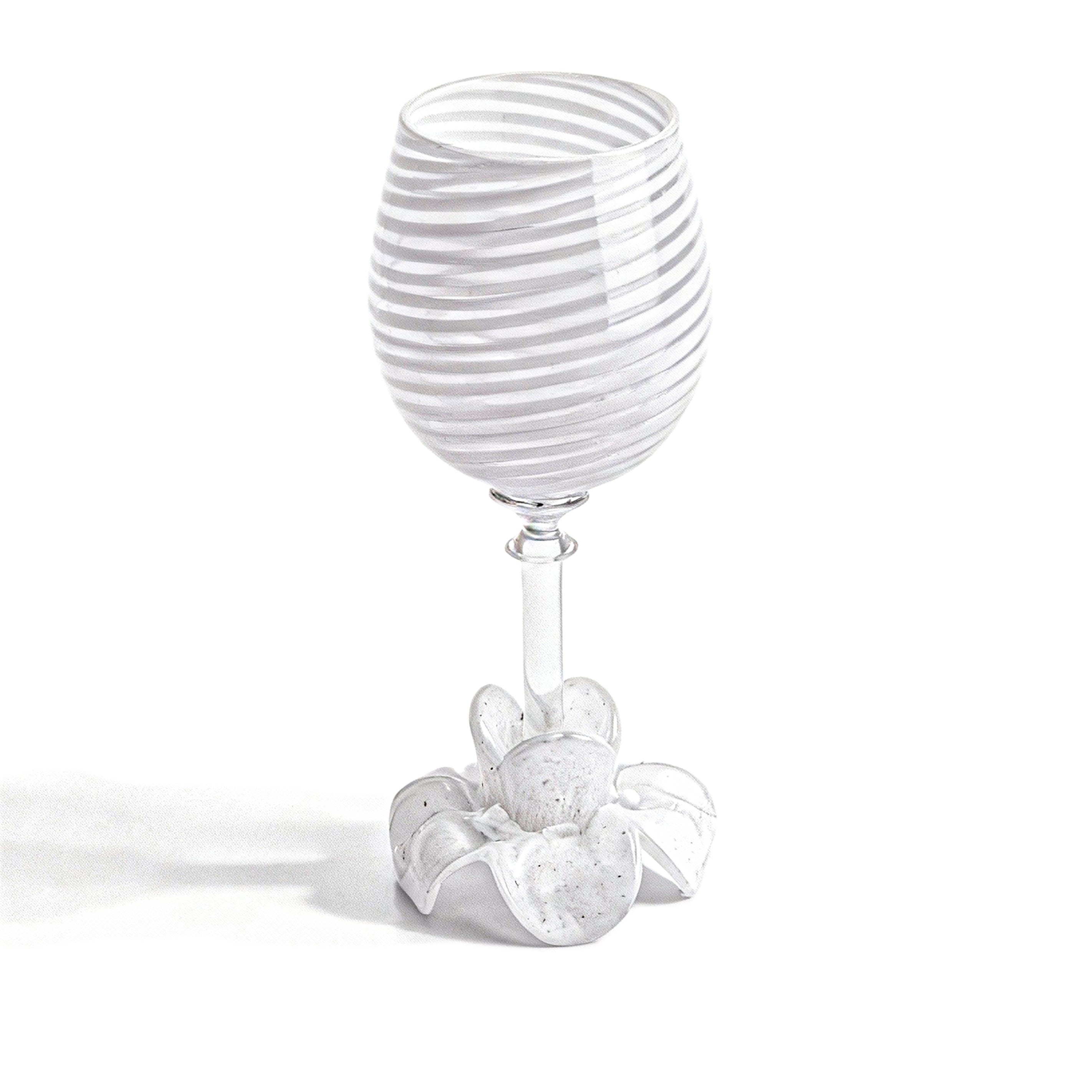 Abhika. Stripped Glass with Murano Flower Base. Sold as 1 piece