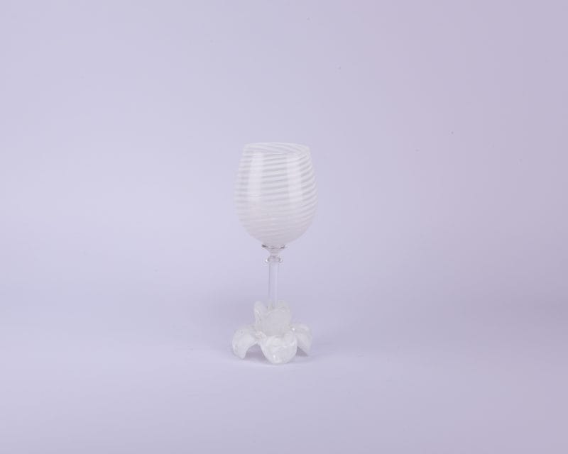 Abhika. Stripped Glass with Murano Flower Base. Sold as 1 piece
