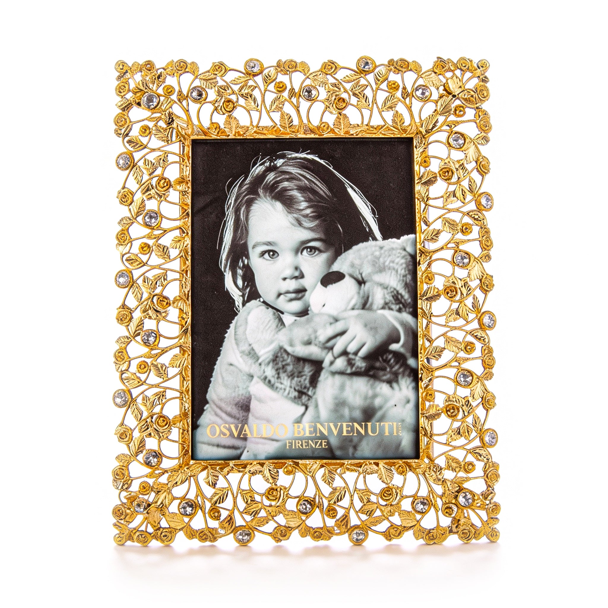 Osvaldo Benvenuti. Handmade Gilded Photo Frame Studded with Crystals