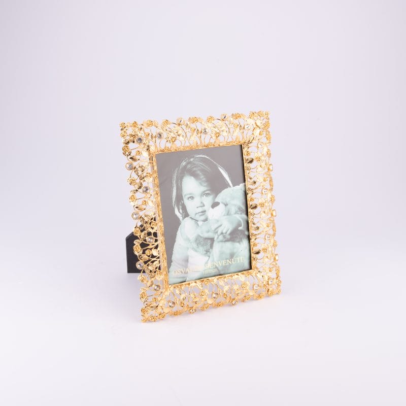 Osvaldo Benvenuti. Handmade Gilded Photo Frame Studded with Crystals