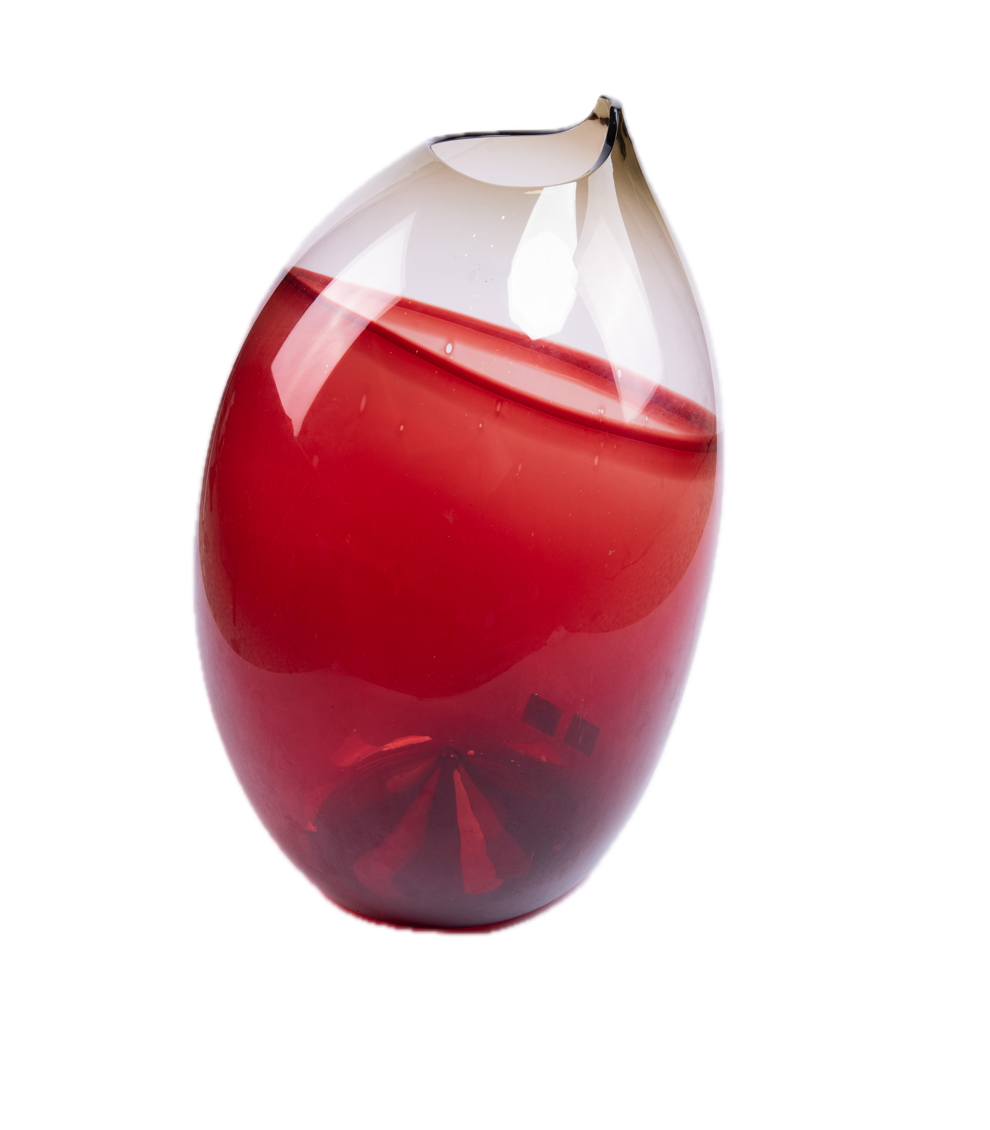 Idée Art Exclusive. Blown Glass Red Vase. Large Size