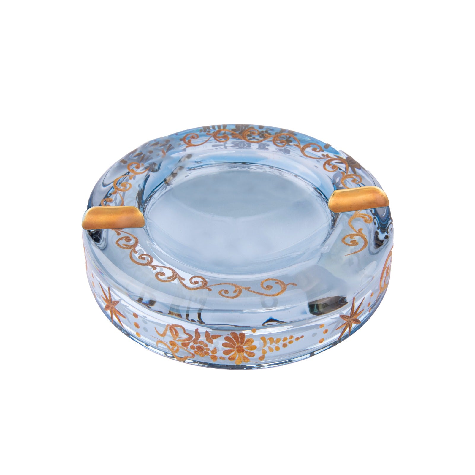 Griffe Montenapoleone. Blue Crystal Cigar Ashtray. Medium Size