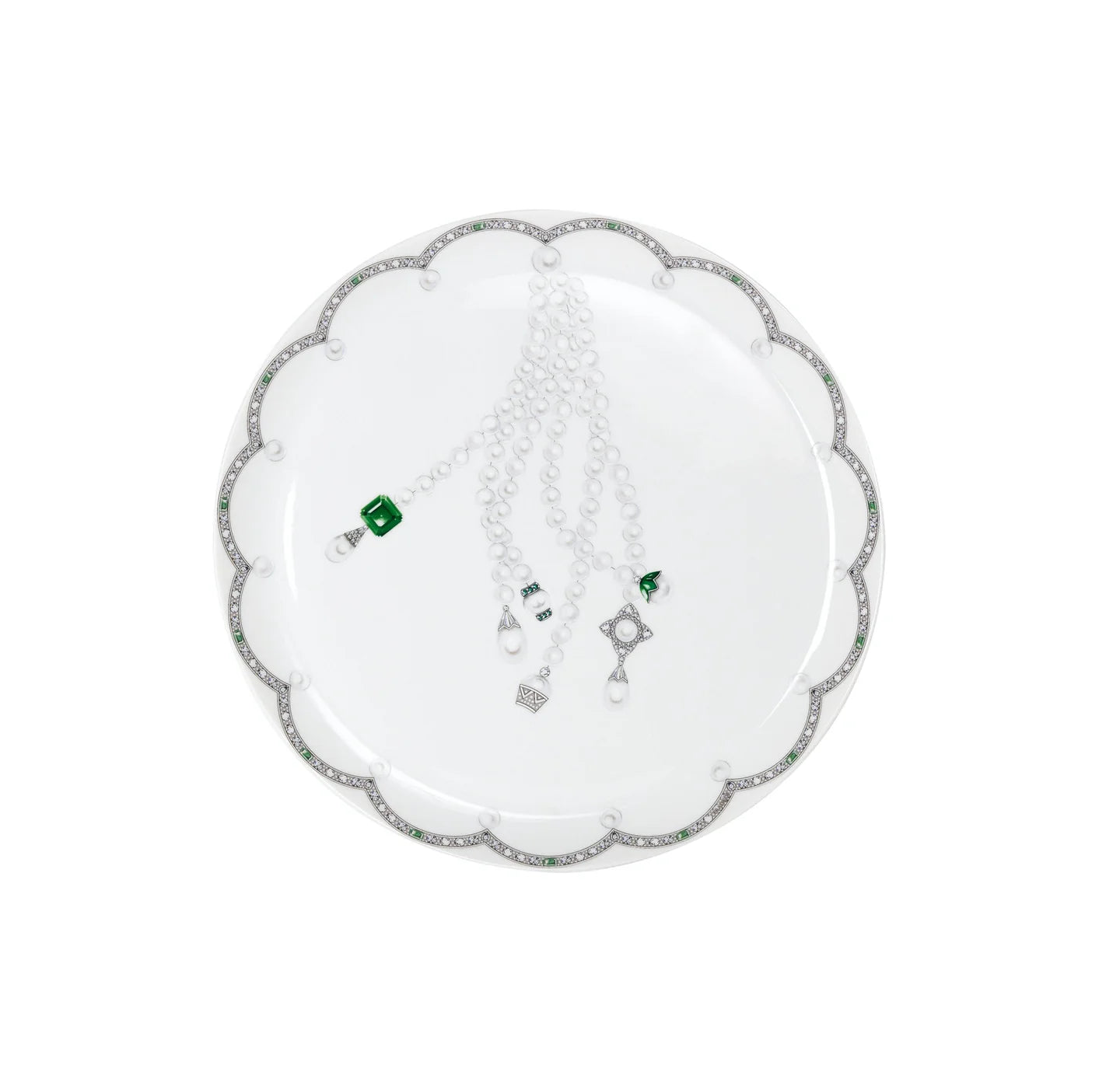 Fradkof. Ma Russie Green Gemstones Round Cake Platter