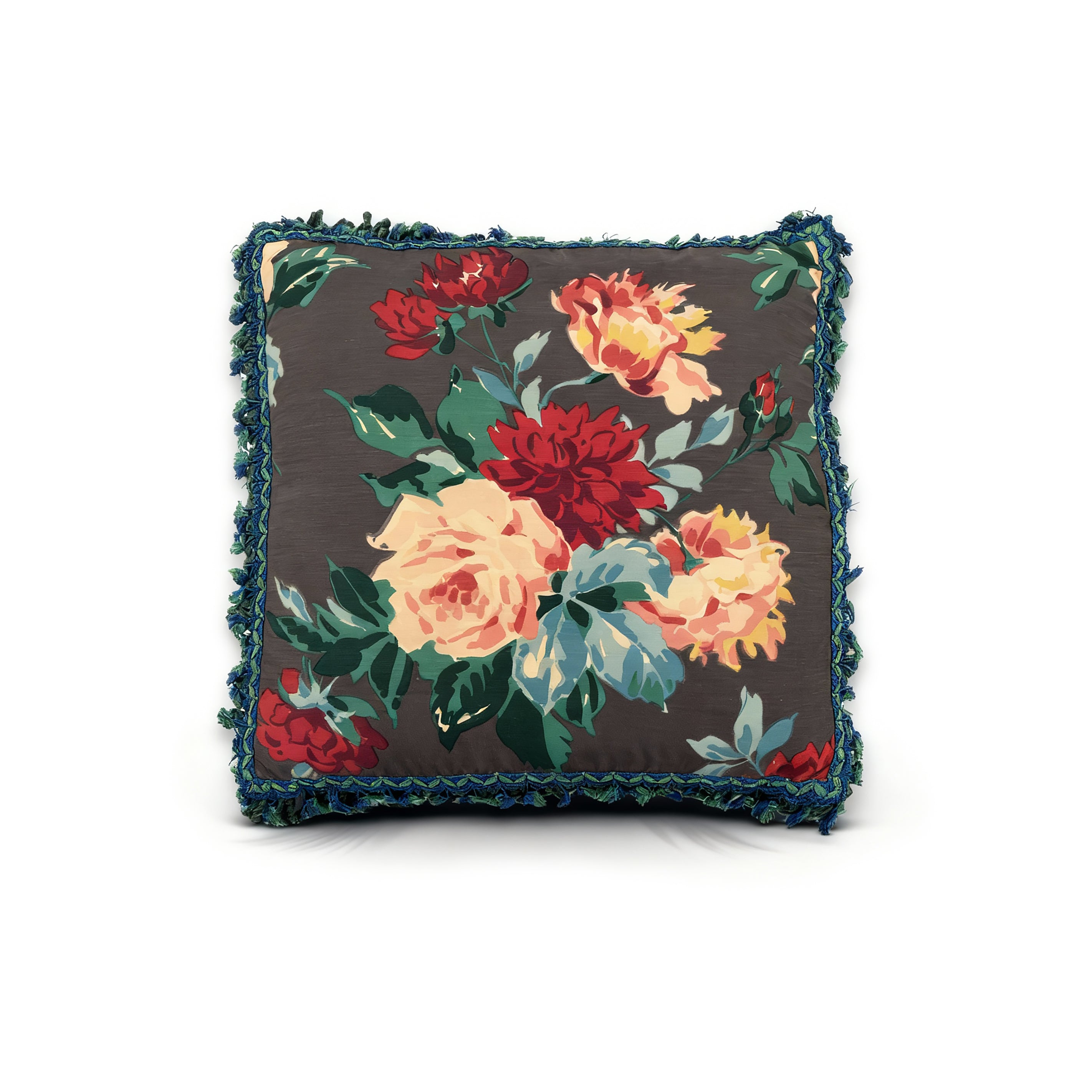 Idée Art Exclusive. Square Cushion with Roses Motif. Large Size