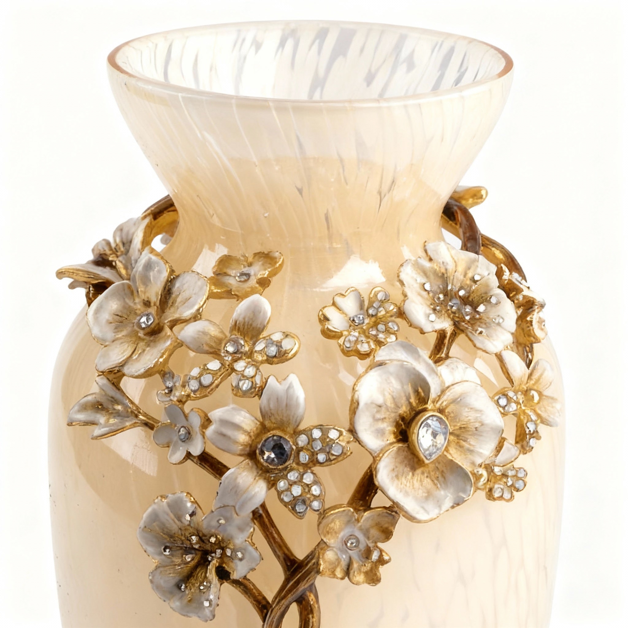 Jay Strongwater. Polly Bouquet Crystal Vase Studded with Swarovski