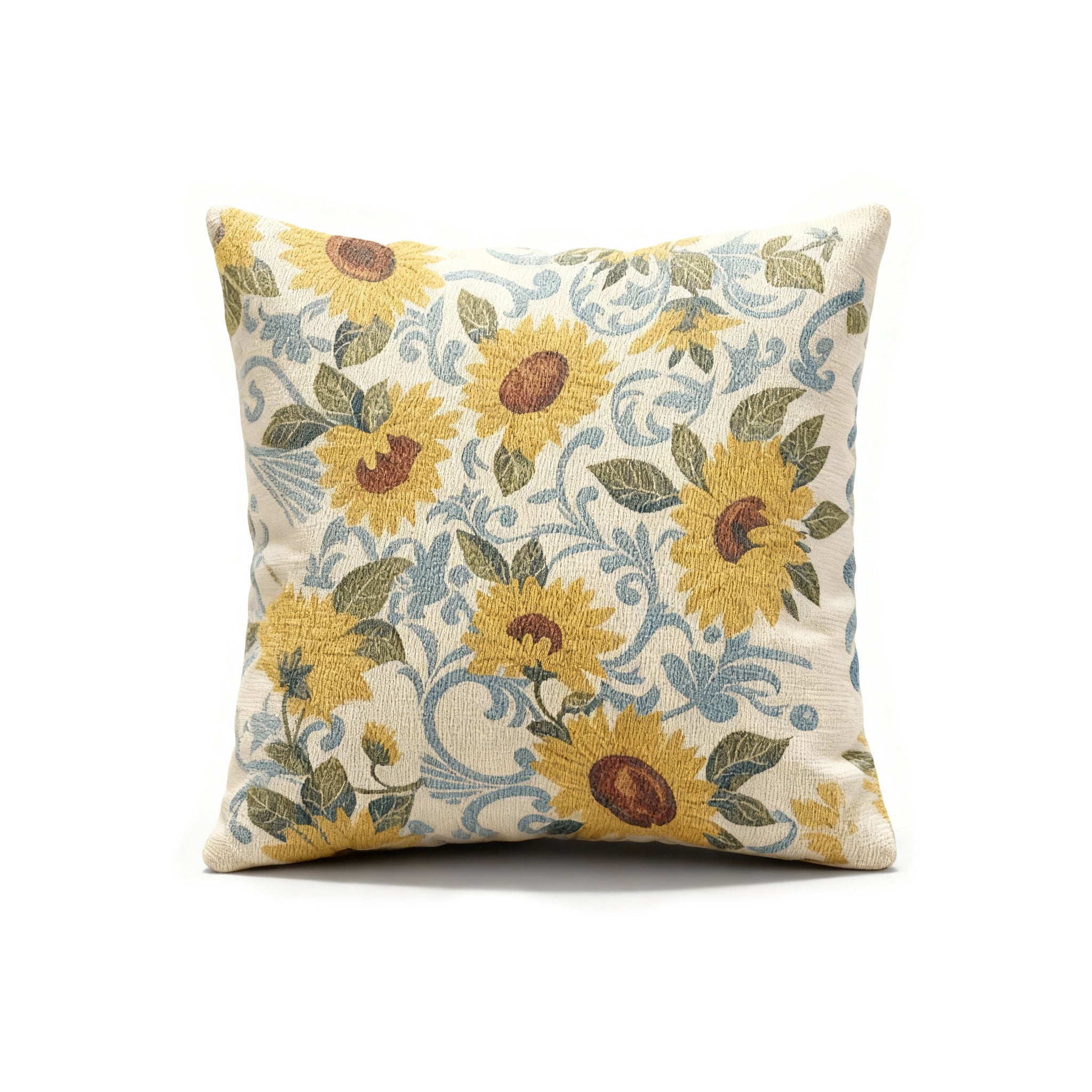 Idée Art Exclusive. Square Cushion with sunflower Motif. Large Size