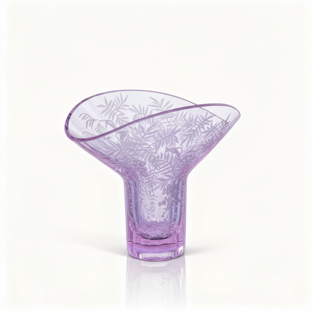 Moser. Crystal Vase Engraved with Plant Branches. (Limited Edition)