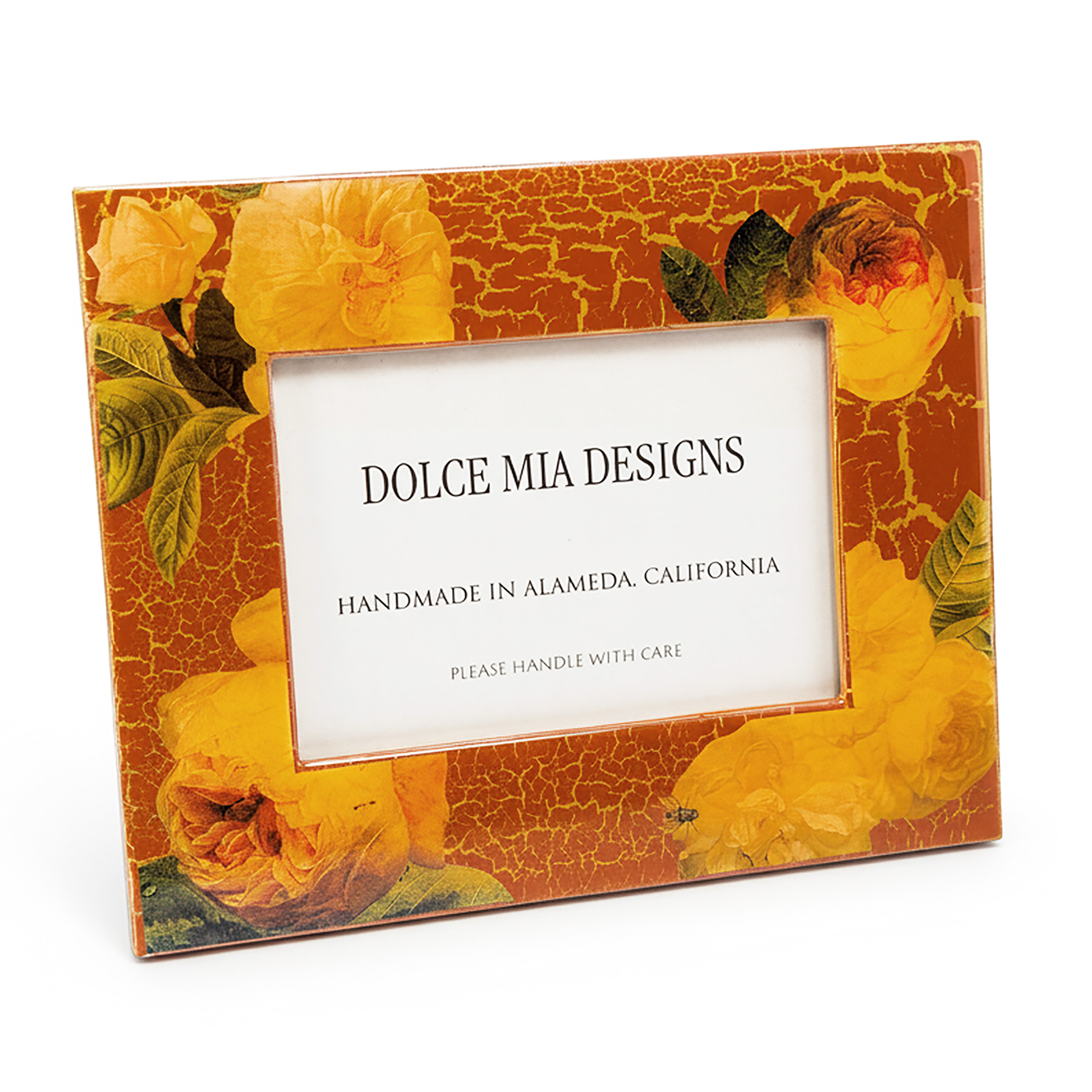 Idée Art Exclusive. Amber Picture Frame Designed with Flowers. Large Size