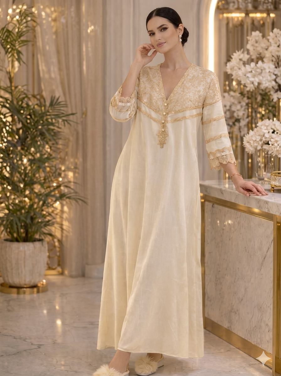 Ivory Gold-Lace Nightgown