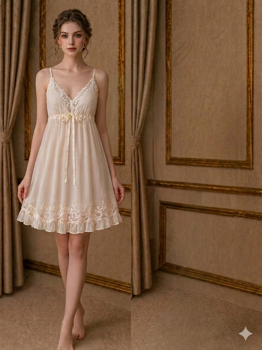 Ivory Lace Nightgown and Robe Set