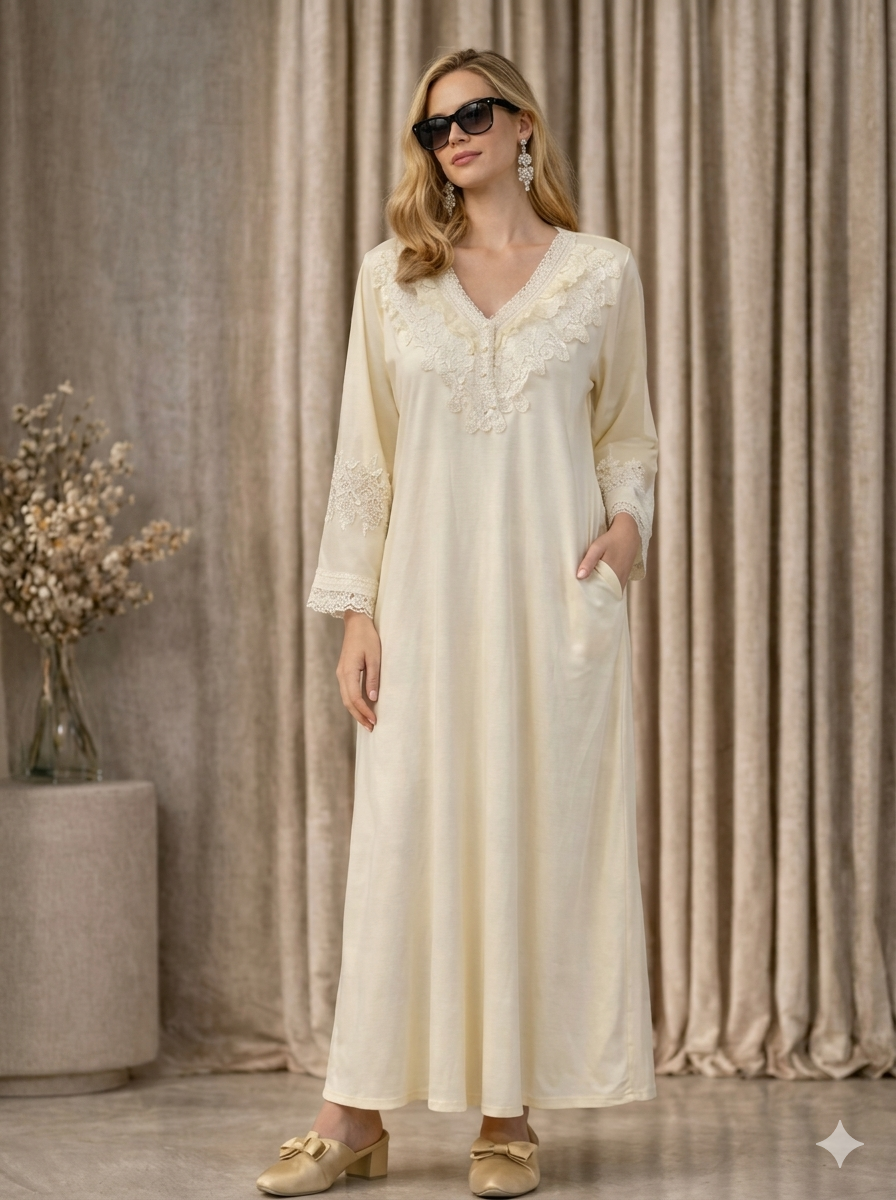 Ivory Lace-Trim Nightgown