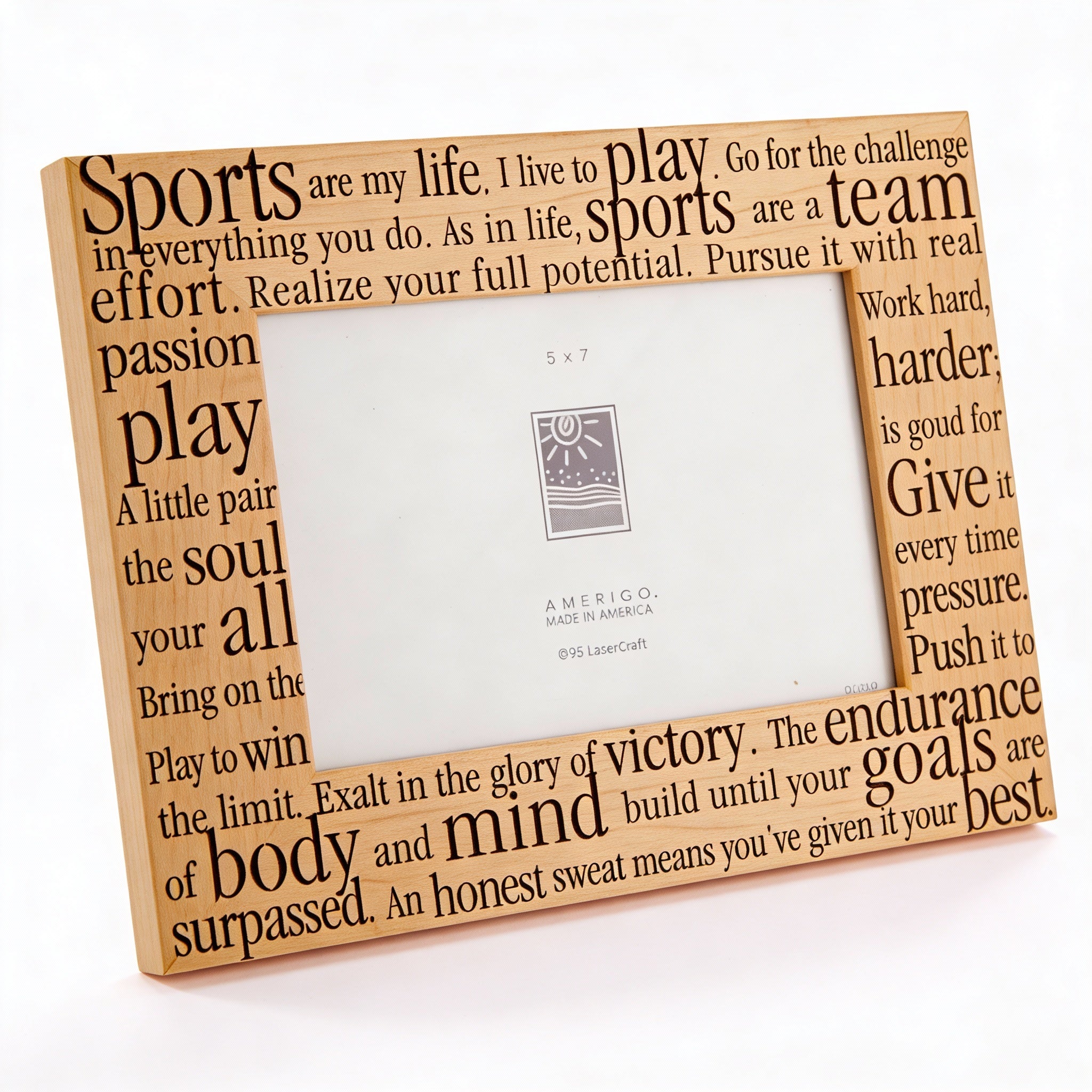 Amerigo Lasercraft. Wide Wooden Laser-Cut Picture Frame. Large Size