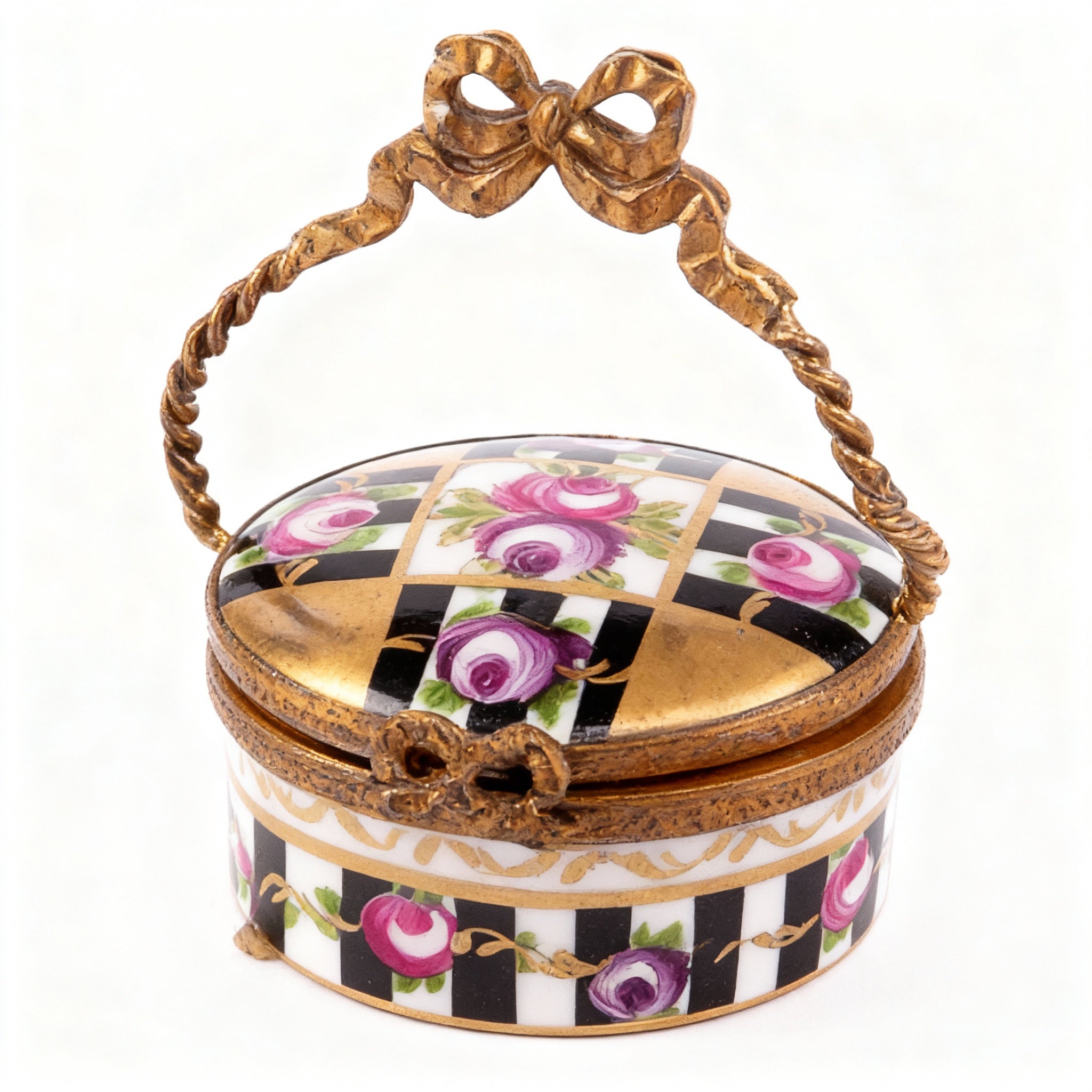 Idée Art Exclusive. Porcelain Box with Floral Illustration. Small Size