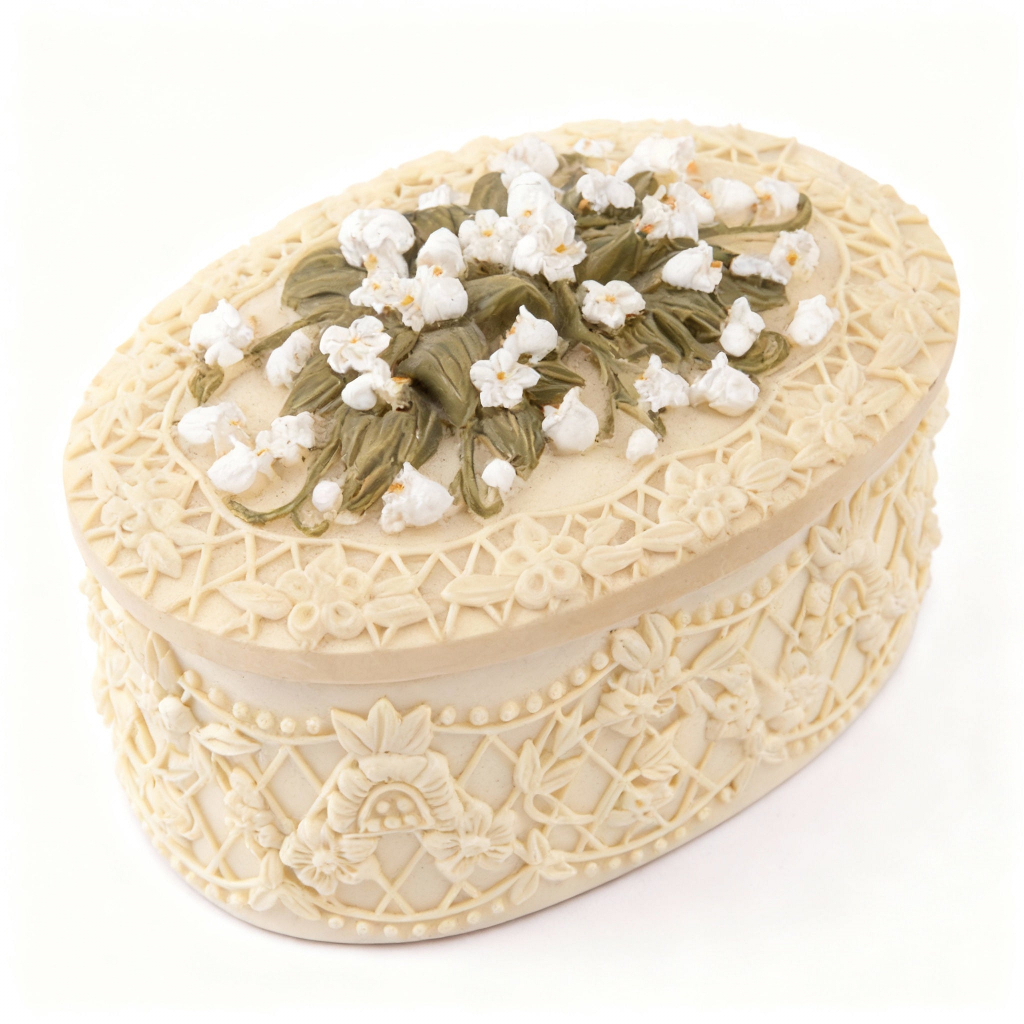 Idée Art Exclusive. Porcelain Box with Floral Design. Small Size