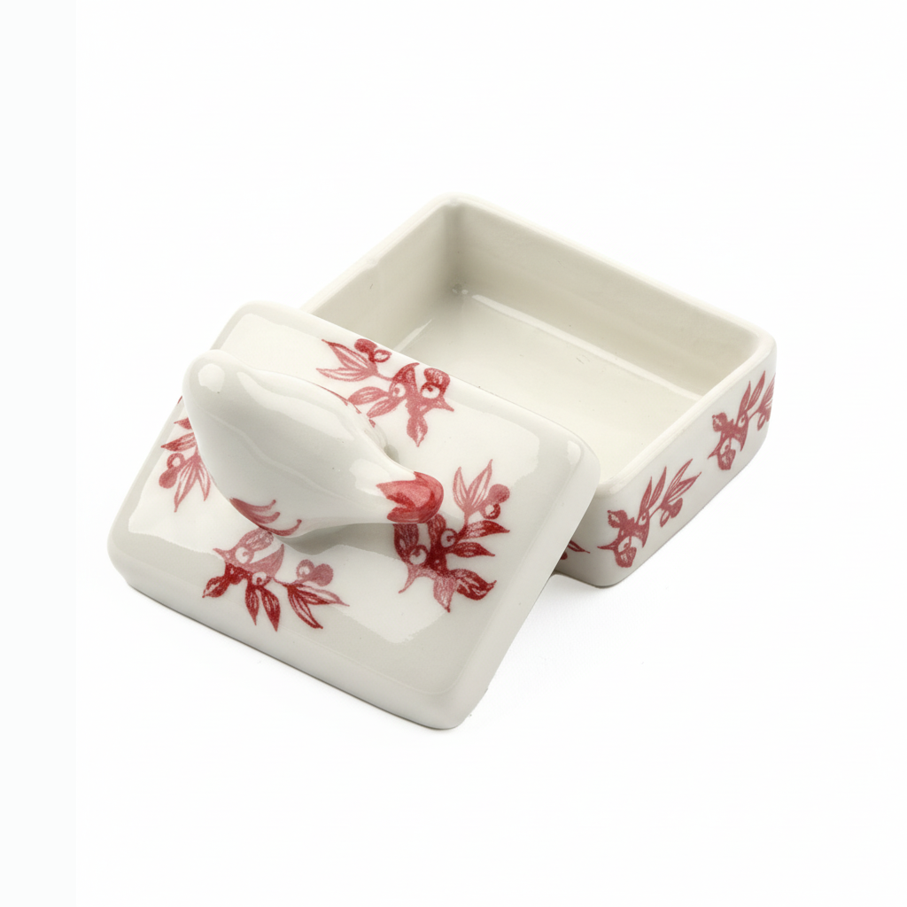 Idée Art Exclusive. Porcelain Box with Bird-Shaped Lid. Small Size