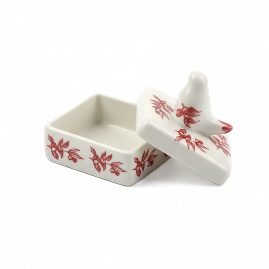 Idée Art Exclusive. Porcelain Box with Bird-Shaped Lid. Small Size