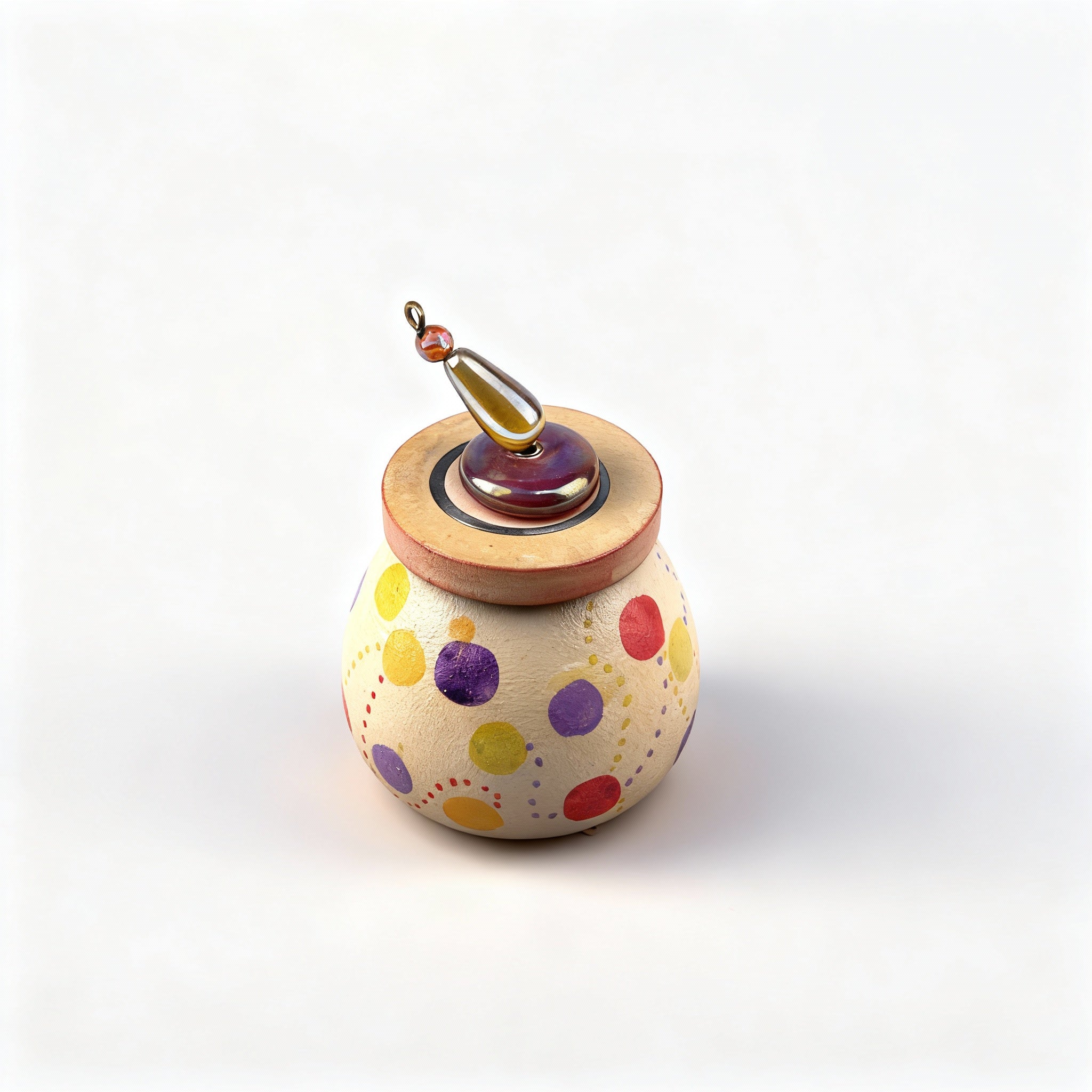 Idée Art Exclusive. Hand-painted Round Wooden Box. Small Size