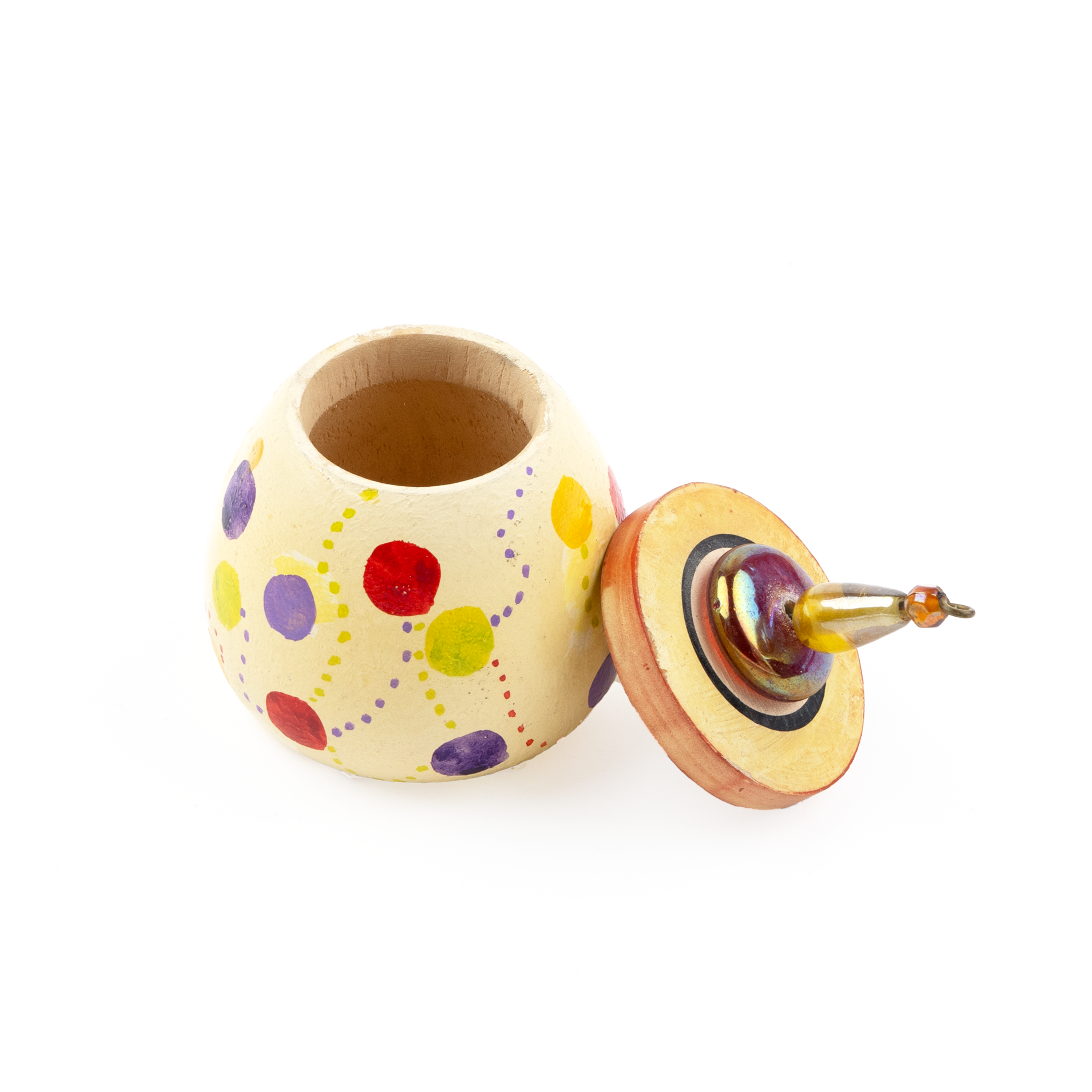 Idée Art Exclusive. Hand-painted Round Wooden Box. Small Size