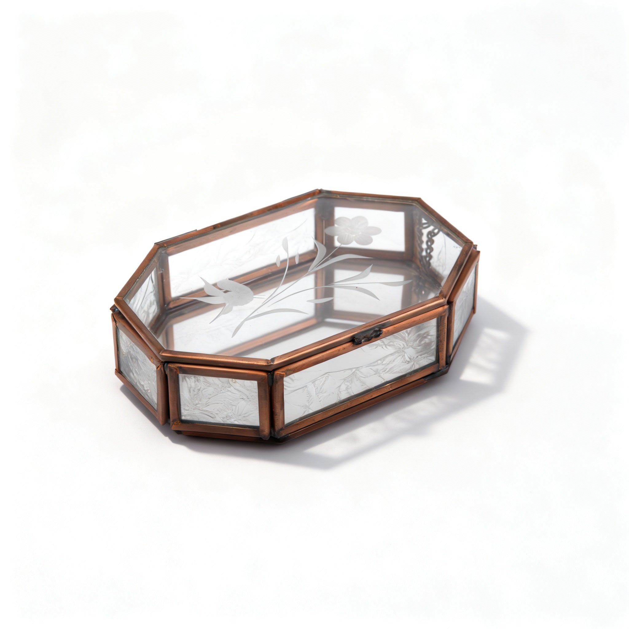 Idée Art Exclusive. Glass Souvenir Box with Floral Design.