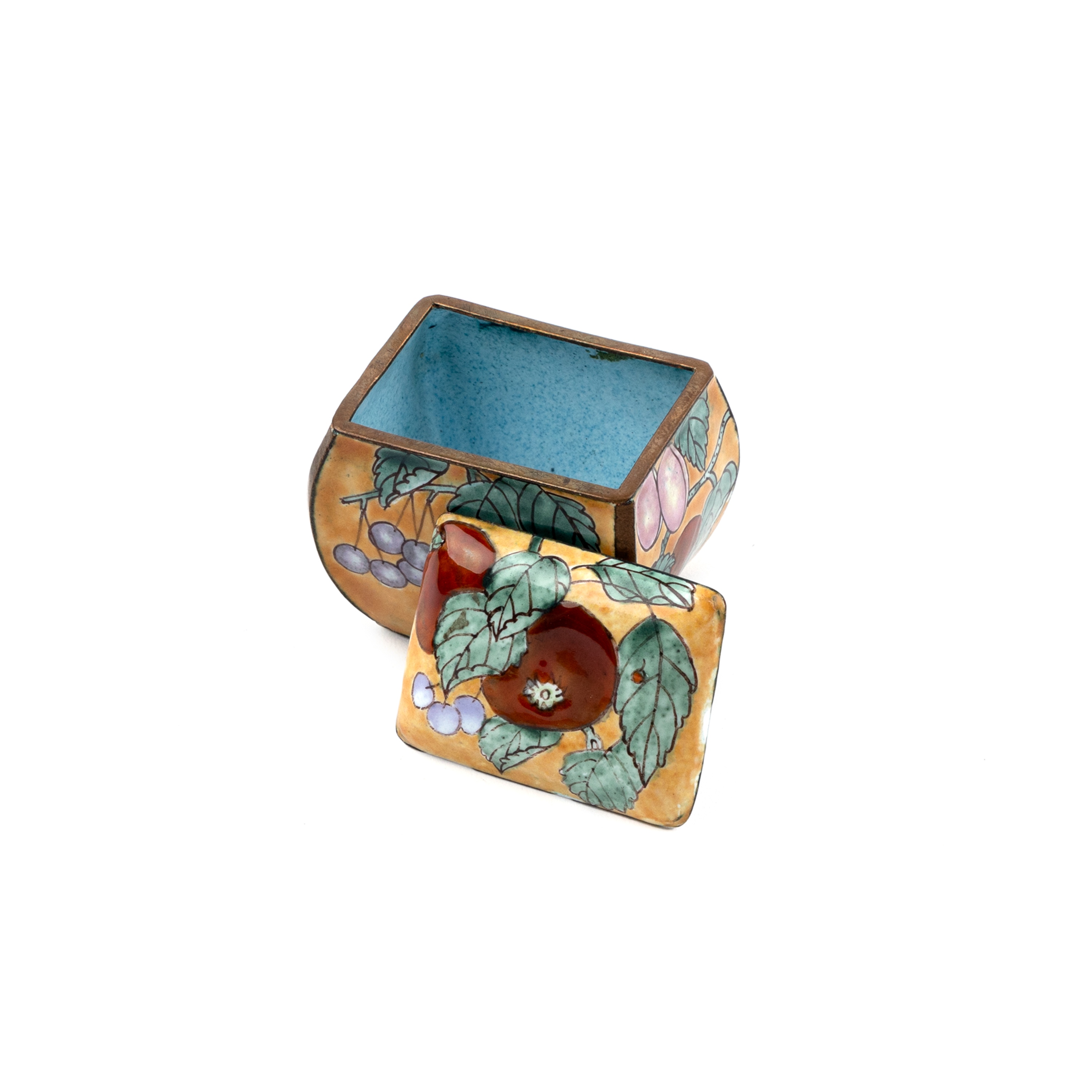 Idée Art Exclusive. Porcelain Box with Fruit Illustration.