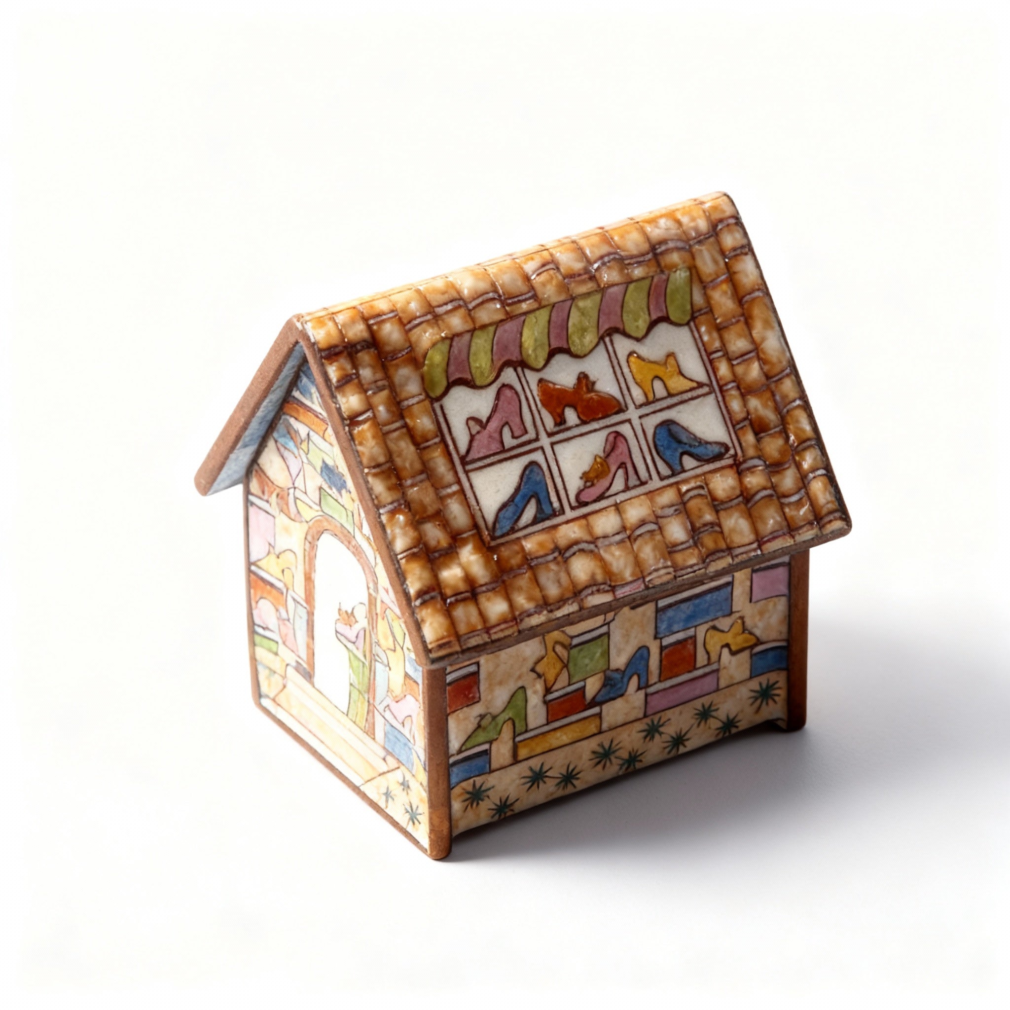 Idée Art Exclusive. Porcelain Box with a Shoe Shop Design.