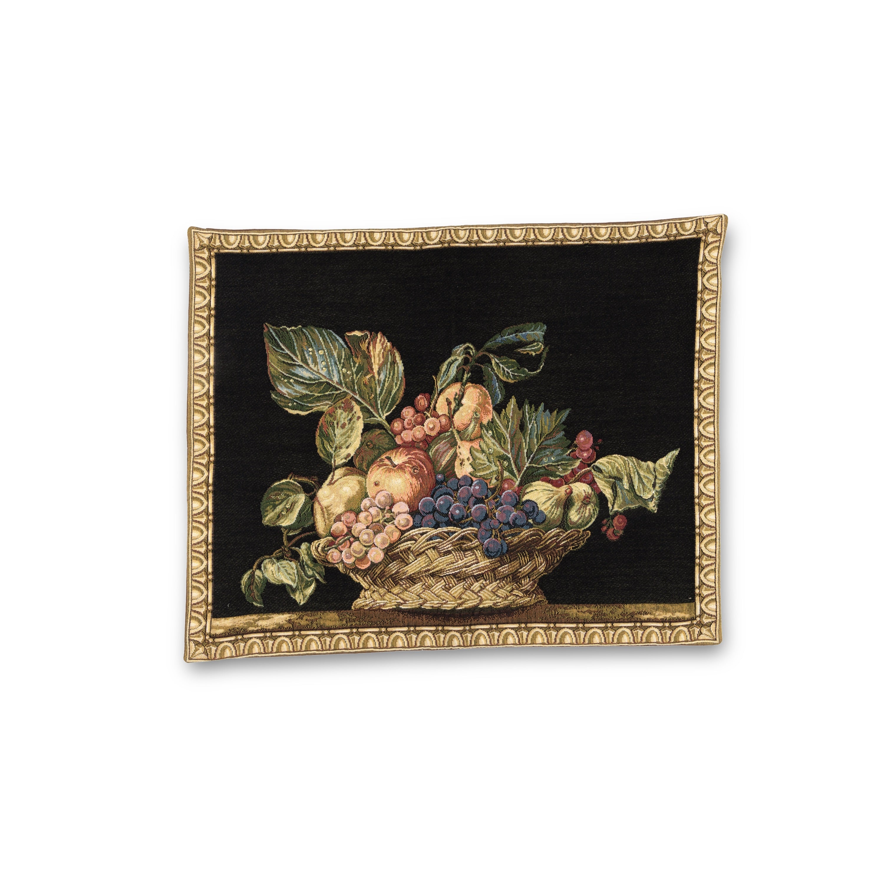 Idée Art Exclusive. Handmade Tapestry Tableau With Fruits Basket Design. Black Colour. Large Size
