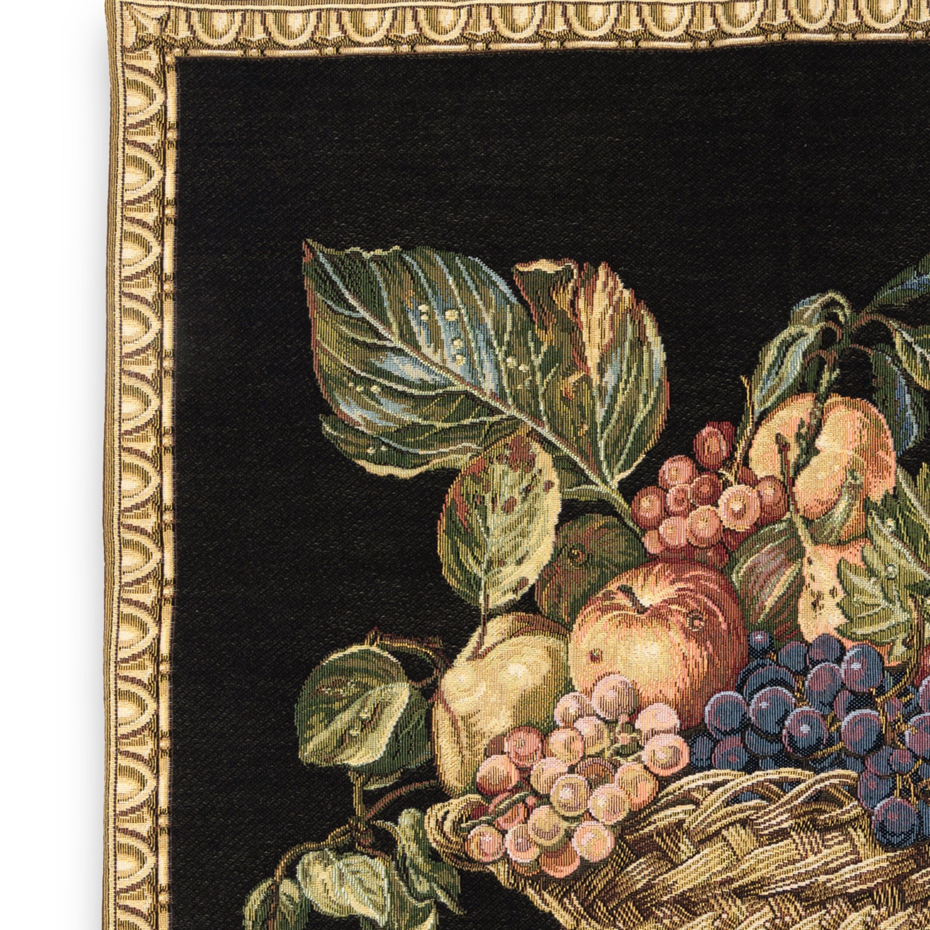 Idée Art Exclusive. Handmade Tapestry Tableau With Fruits Basket Design. Black Colour. Large Size