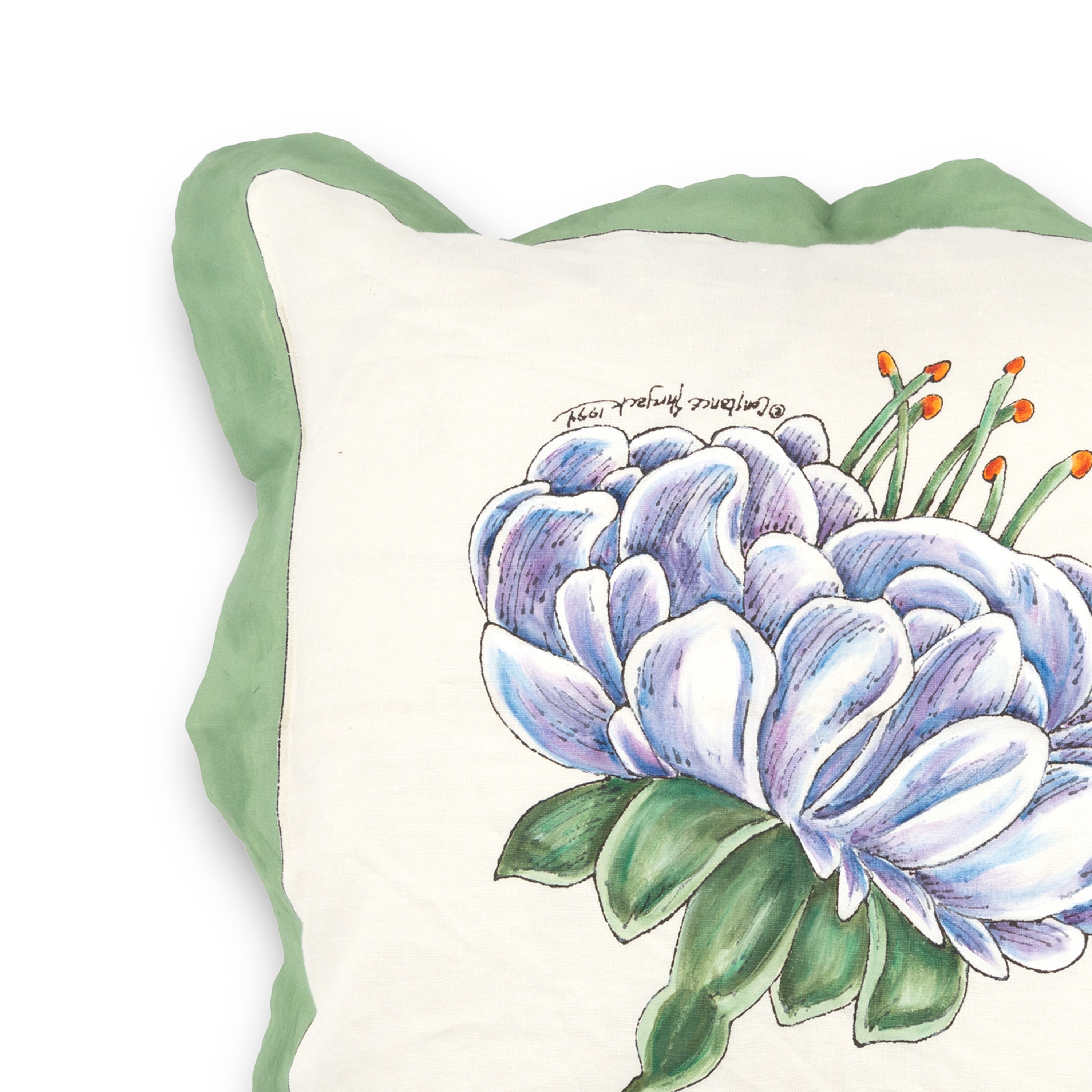 Idée Art Exclusive. Square Cushion with Botanic Motif. Large Size