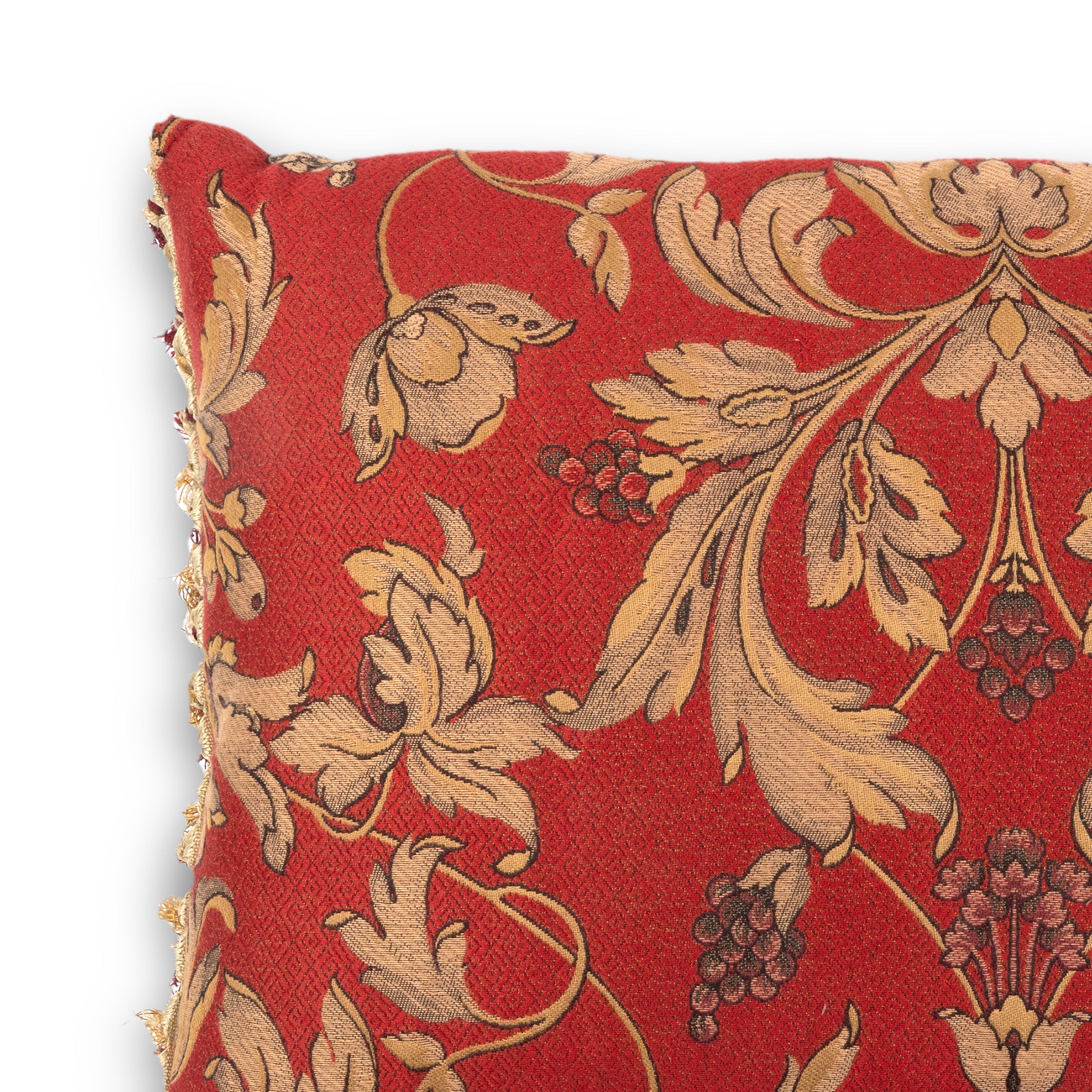 Idée Art Exclusive. Rectangular Cushion With Floral Motif. Red Colour. Large Size