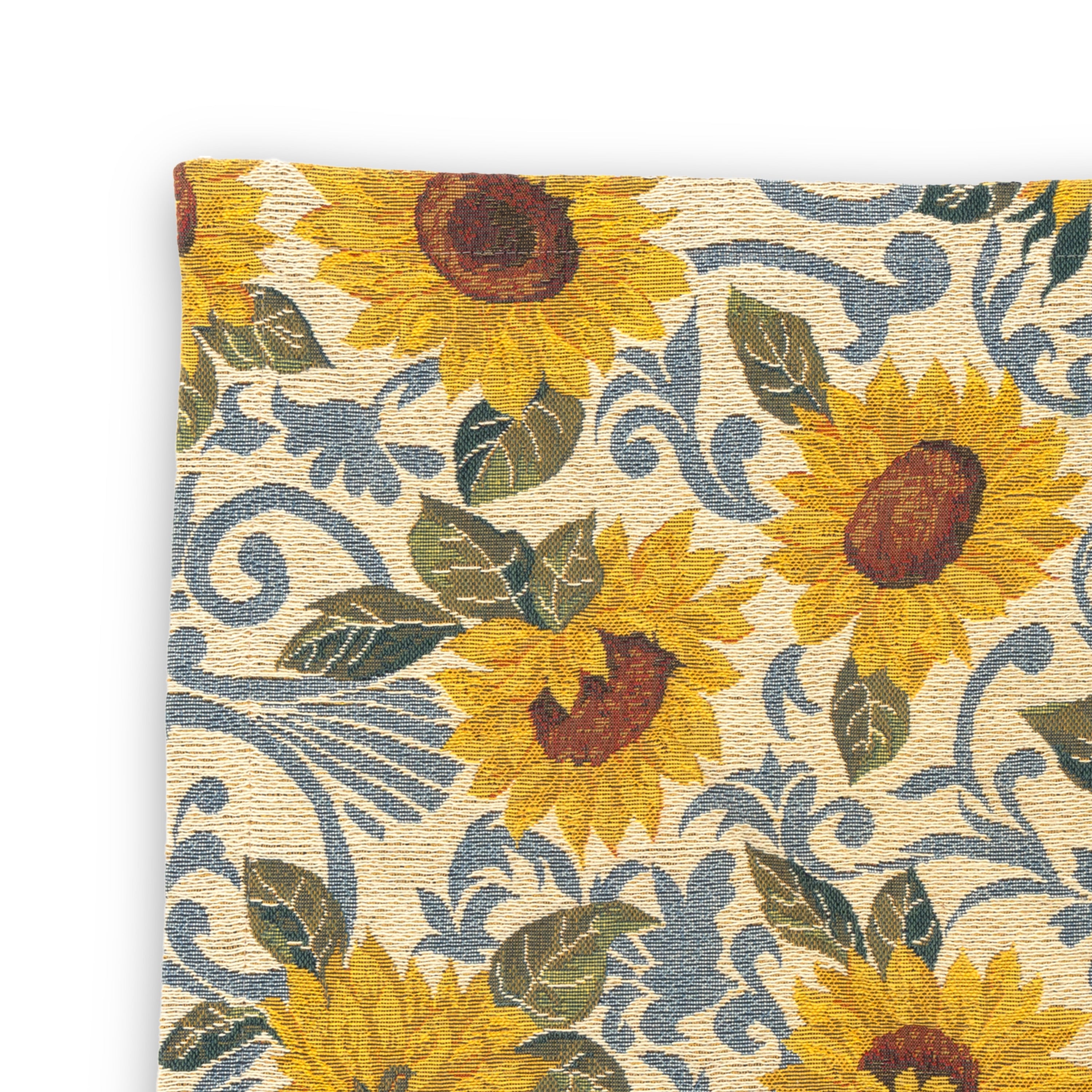 Idée Art Exclusive. Square Cushion with sunflower Motif. Large Size