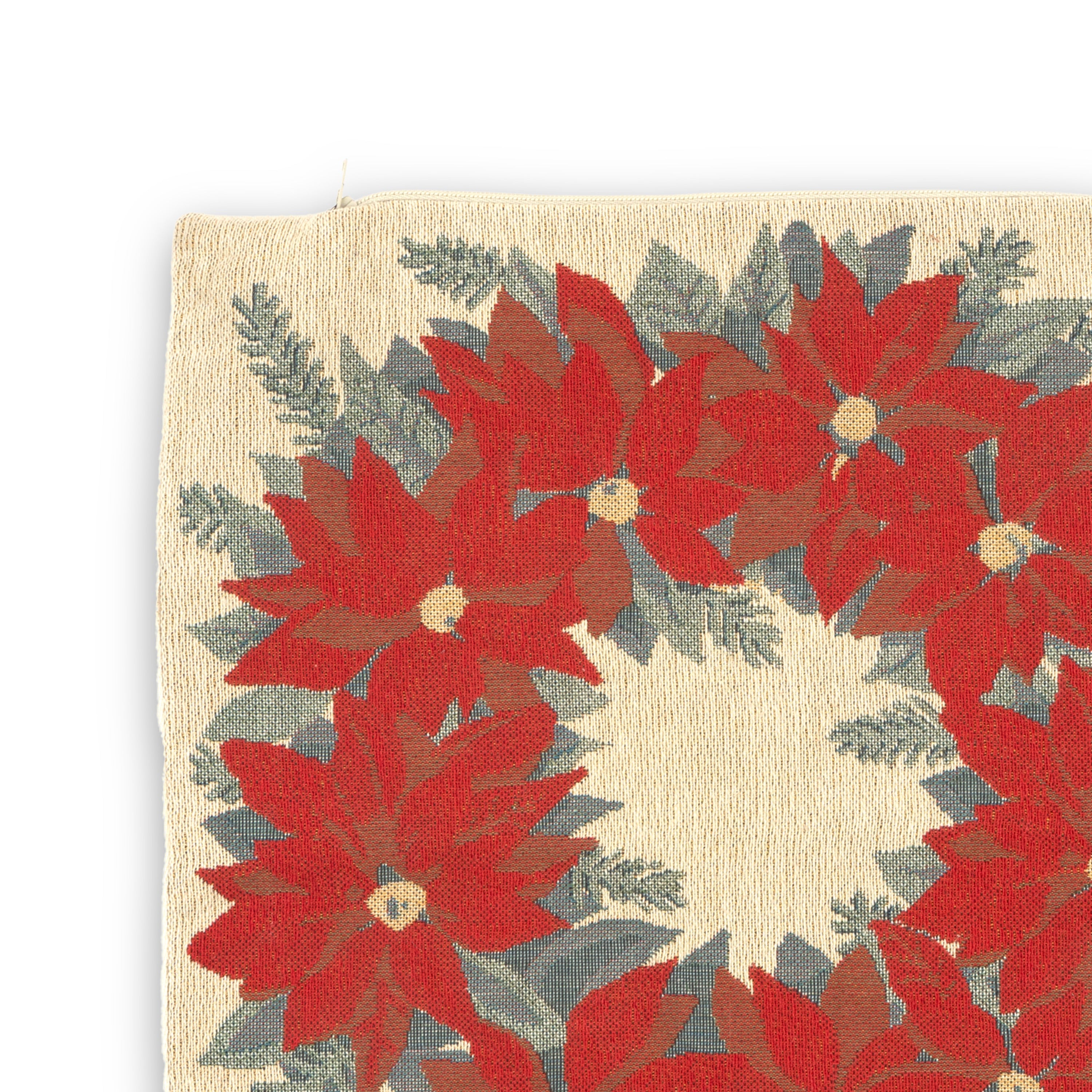 Idée Art Exclusive. Square Cushion With Red Roses Motif. Medium Size