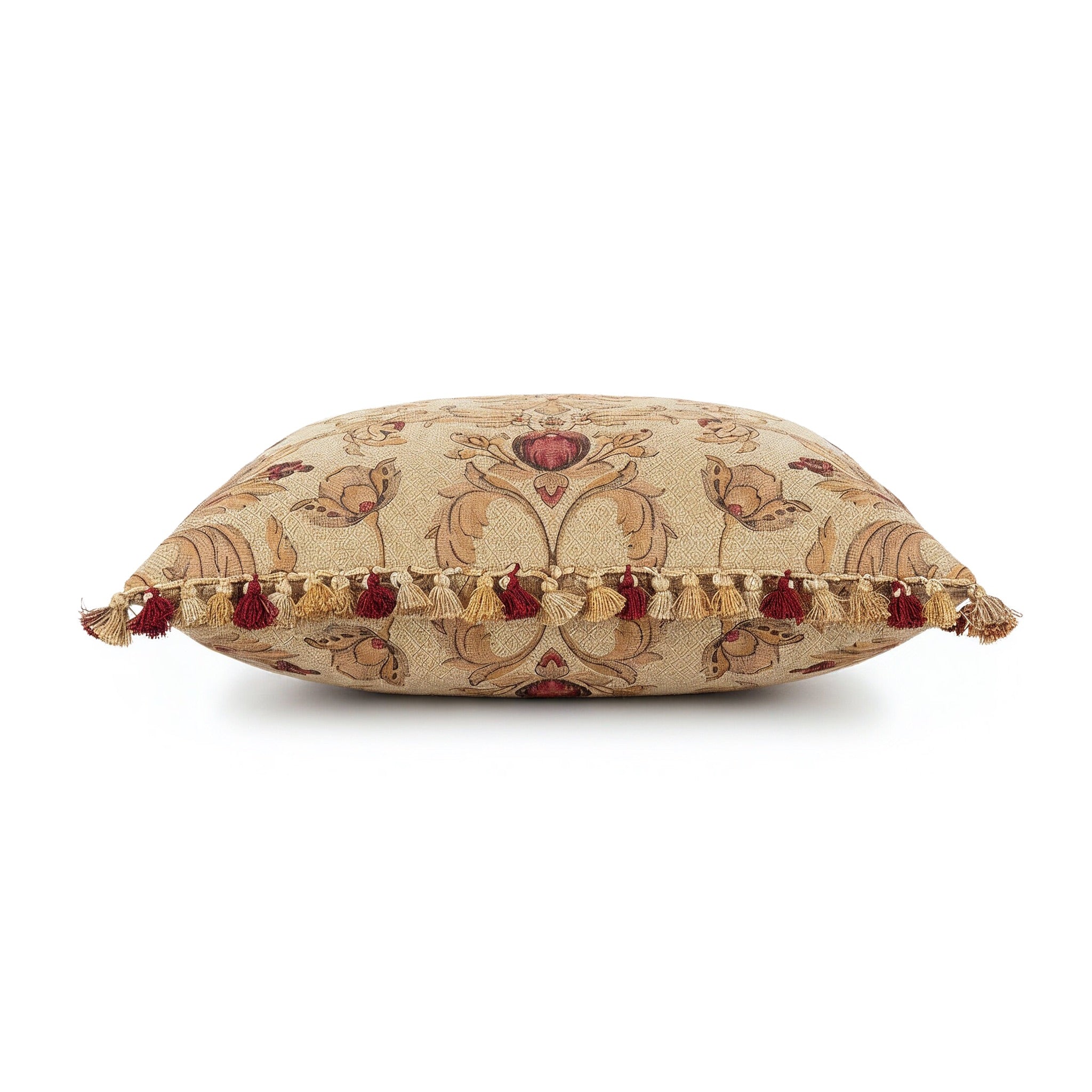 Idée Art Exclusive. Rectangular Cushion With Floral Motif. Beige Colour. Large Size
