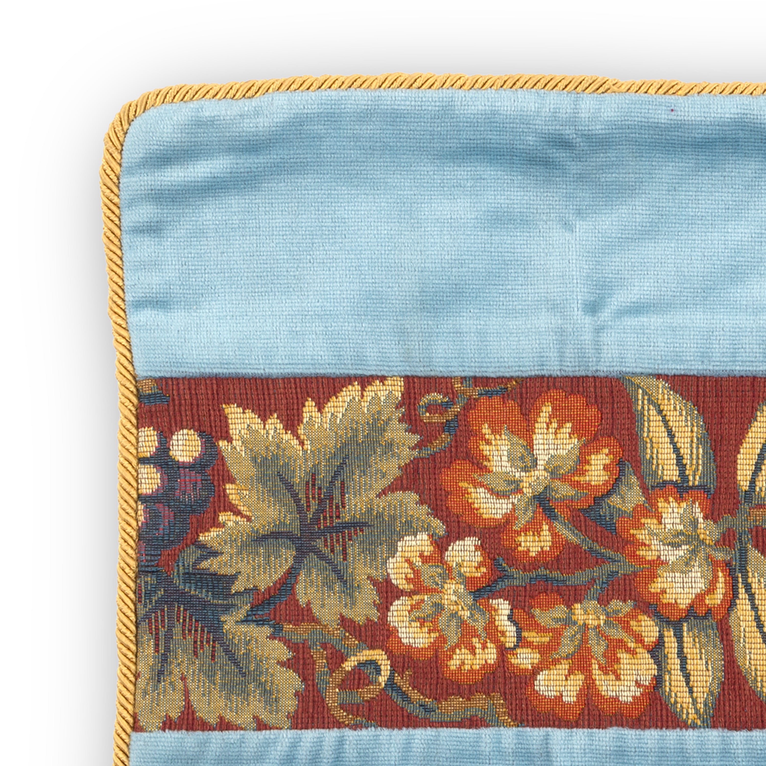 Idée Art Exclusive. Square Blue Cushion with Floral Motif. Large Size