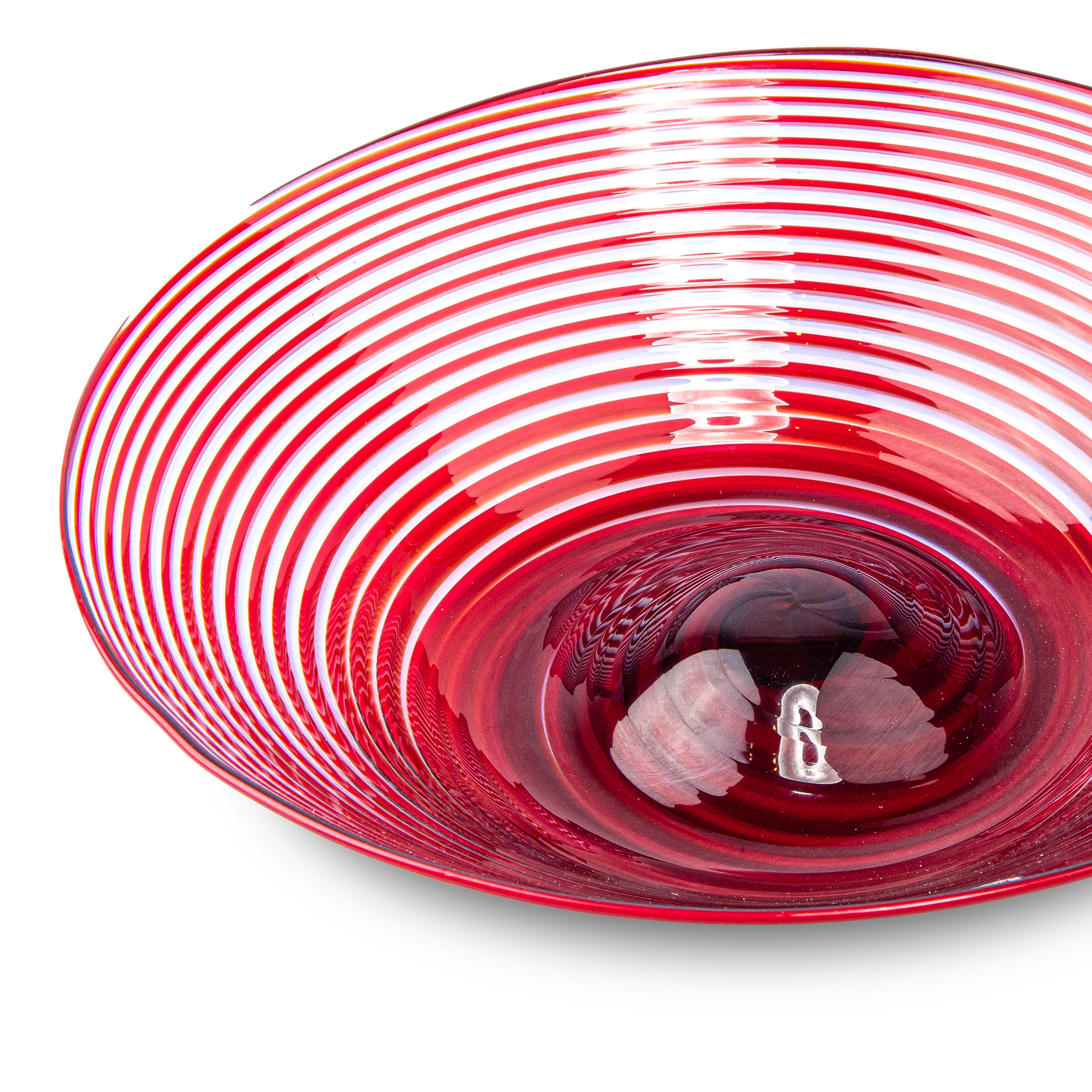Idée Art Exclusive. Stripped Glass Decorative Bowl. Large Size