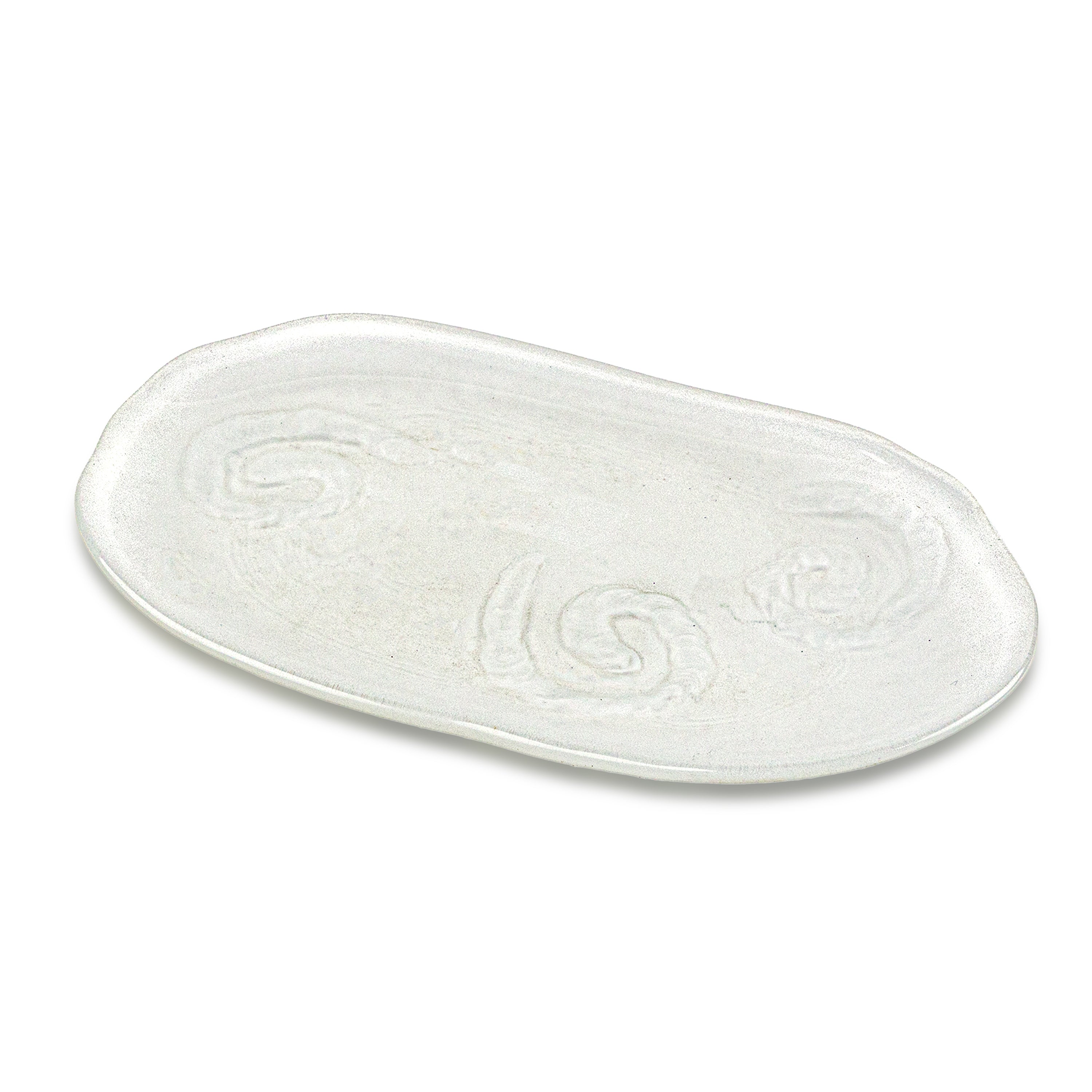 Idée Art Exclusive. White Glass Decorative Plate. Medium Size
