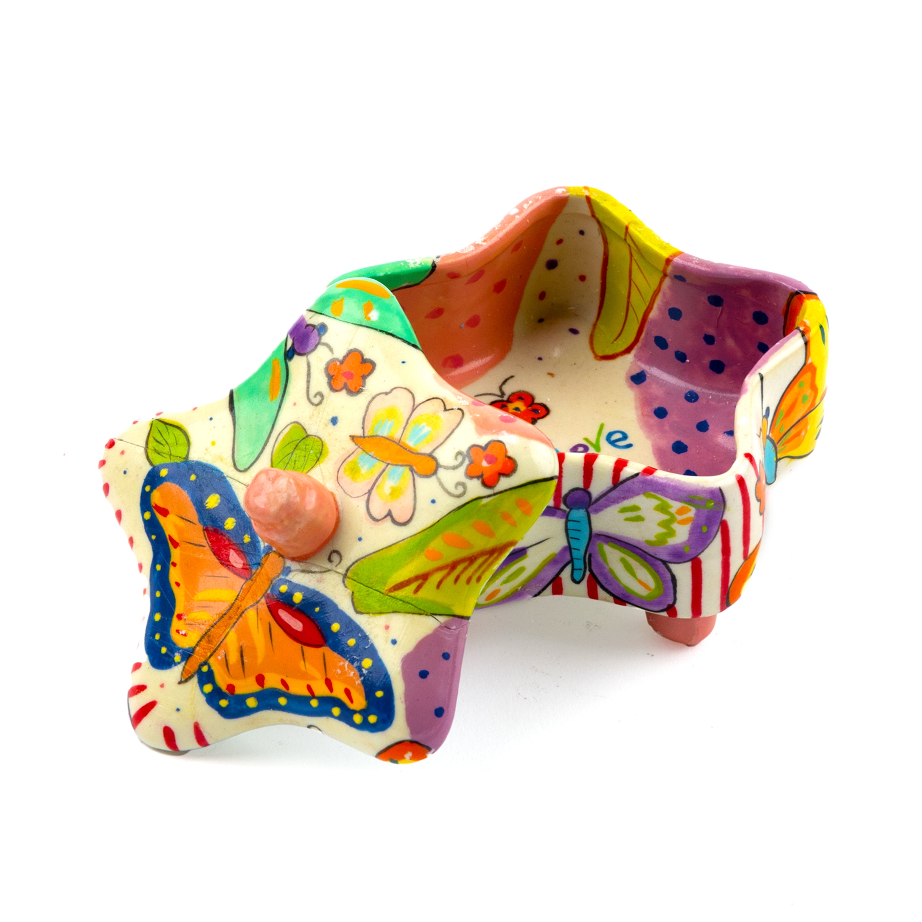 Idée Art Exclusive. Porcelain Box with Butterfly Illustration.