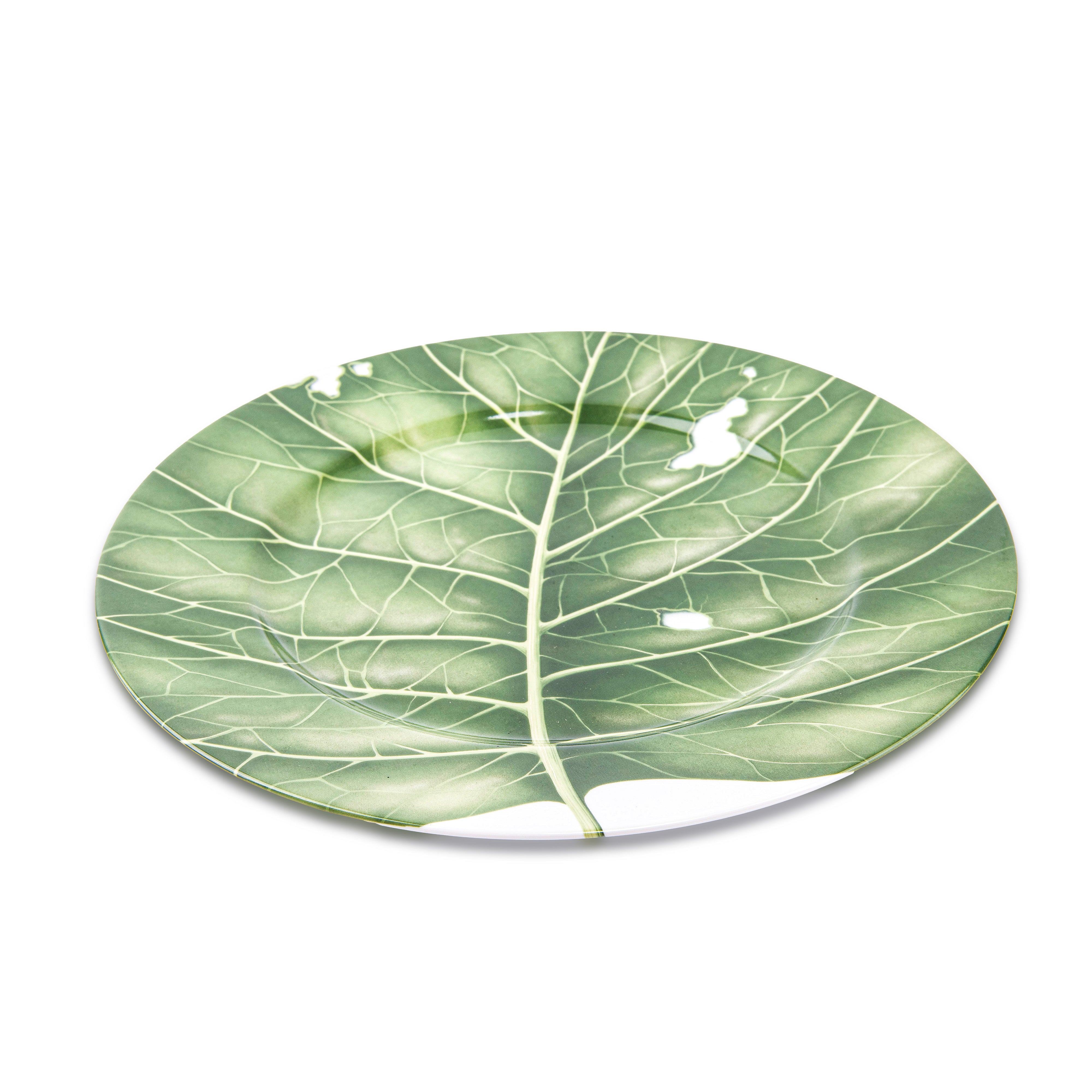 Idée Art Exclusive. Porcelain Decorative Plate with Leaf Design. Large Size
