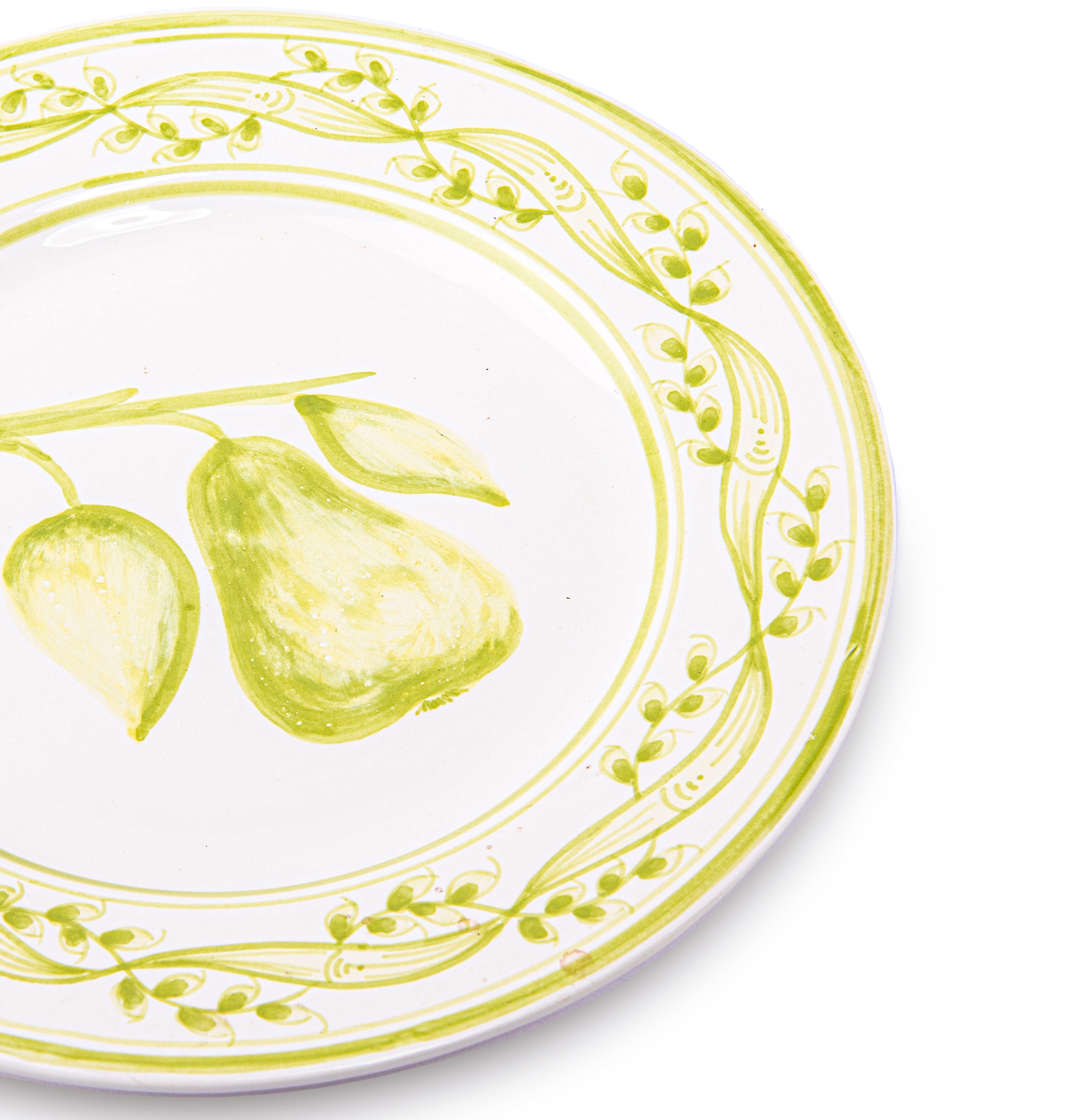 Idée Art Exclusive. Porcelain Decorative Plate with Green Fruit Design. Medium Size