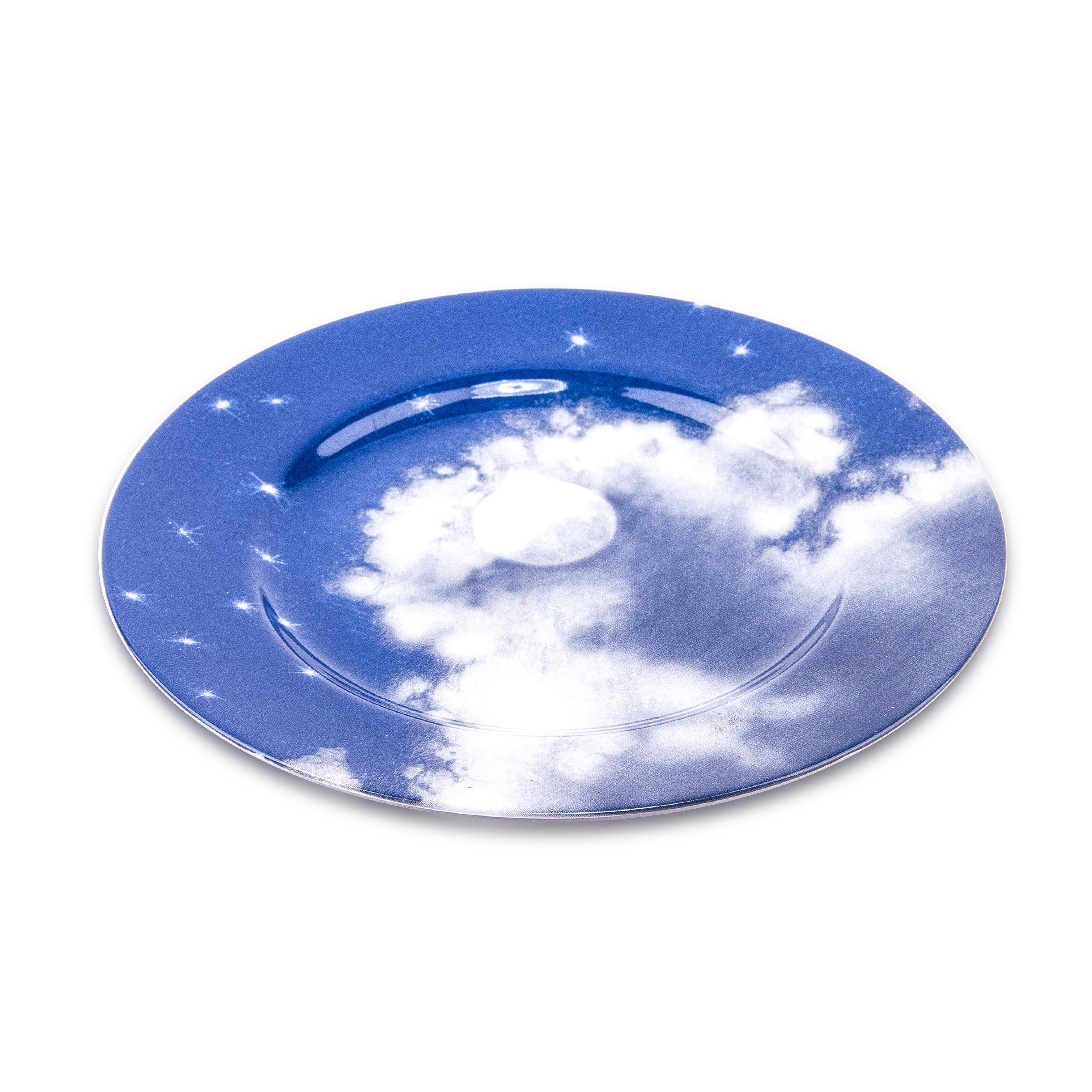 Idée Art Exclusive. Porcelain Decorative Plate with Clouds & Moon Design. Medium Size