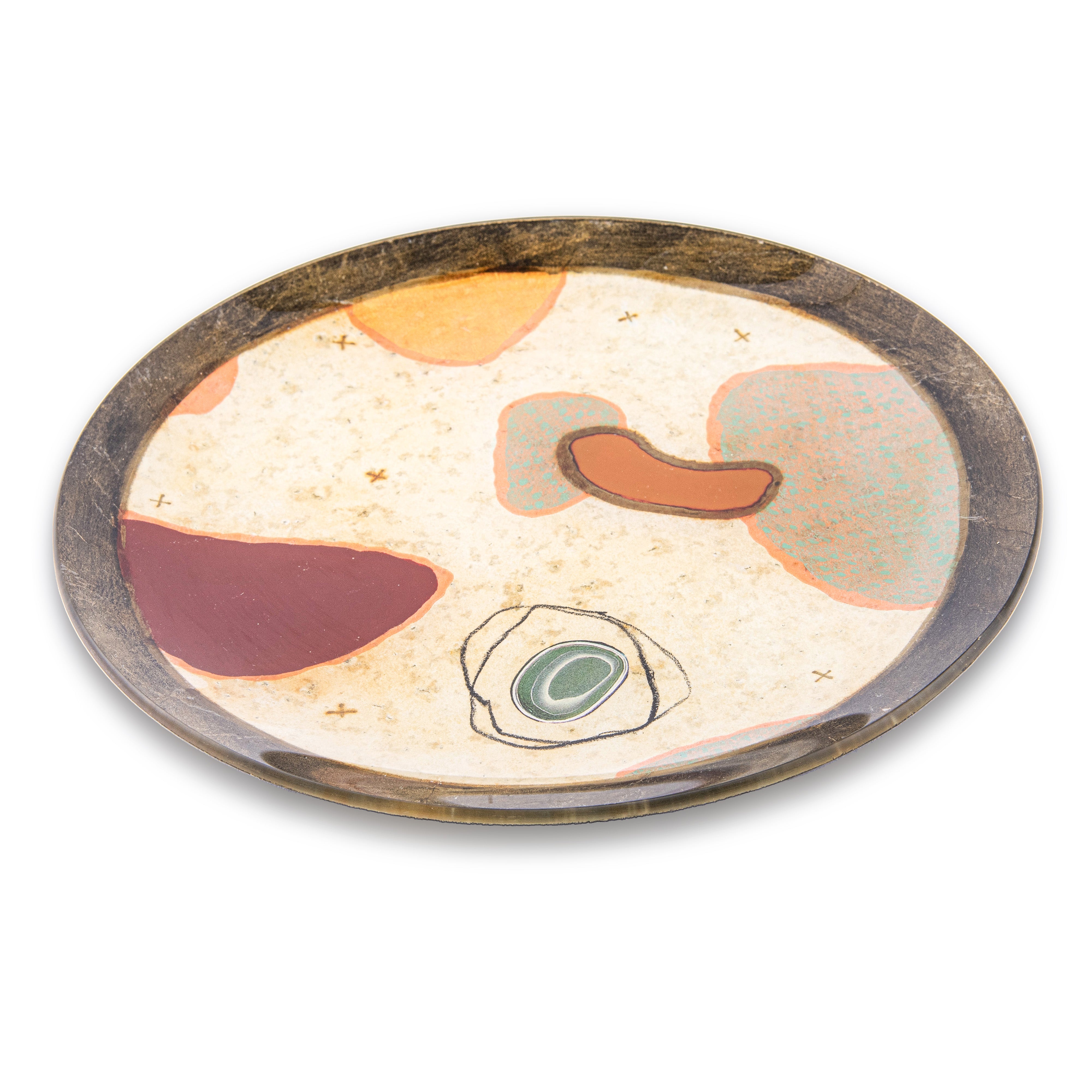 Idée Art Exclusive. Glass Decorative with Abstract Design. Medium Size