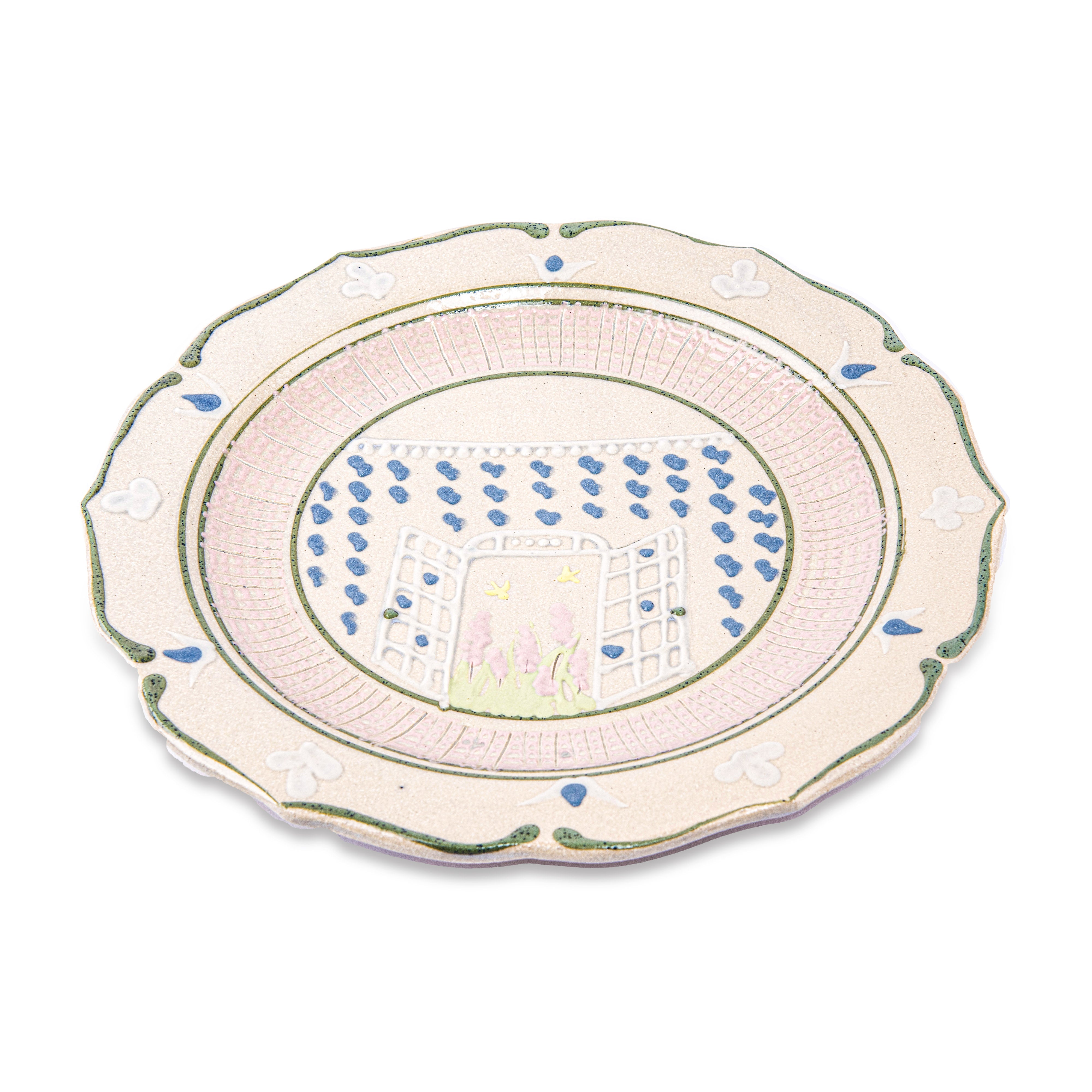 Idée Art Exclusive. Porcelain Decorative Plate with House Illustration. Large Size