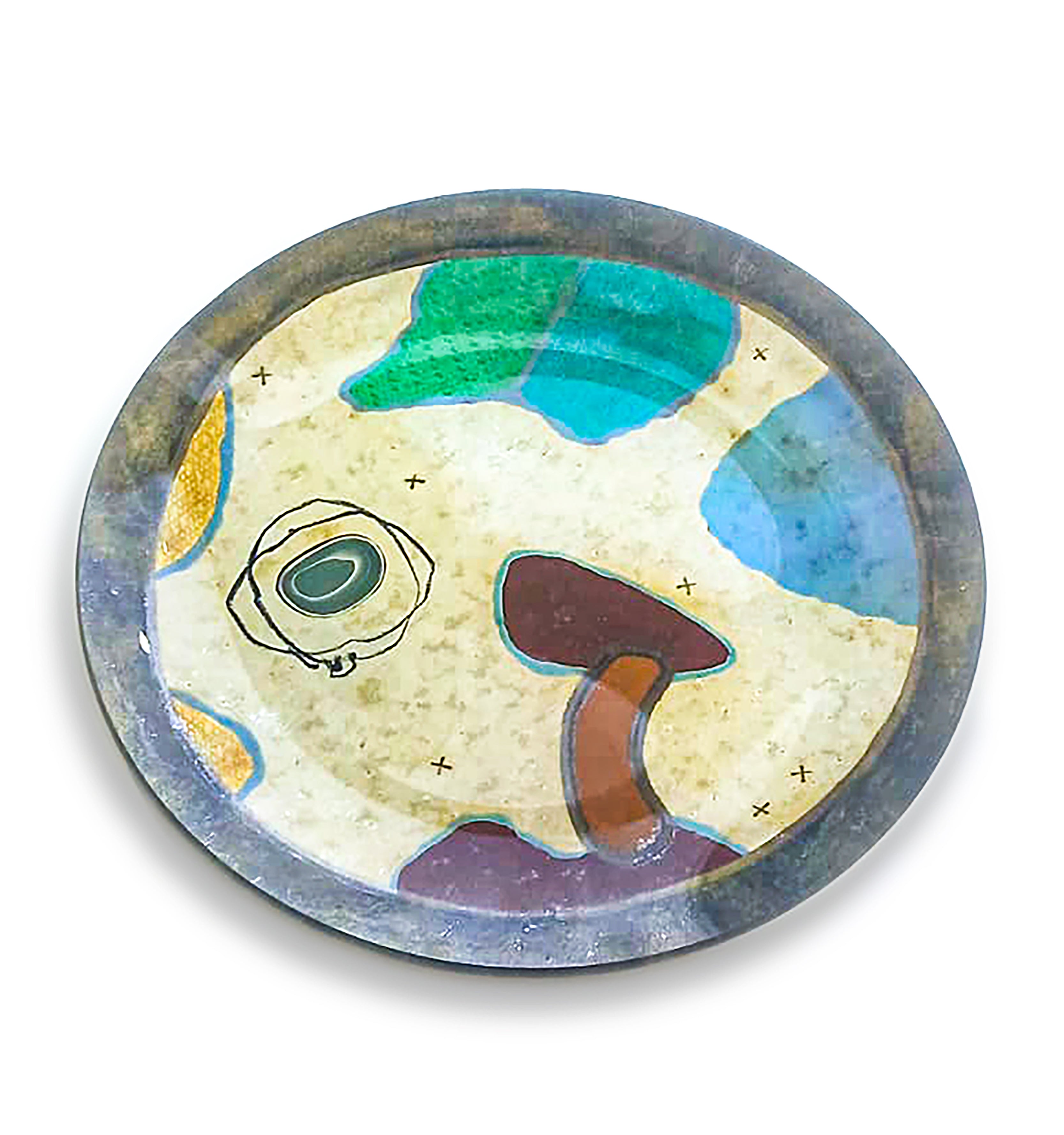Idée Art Exclusive. Glass Decorative Plate with Abstract Design. Medium Size