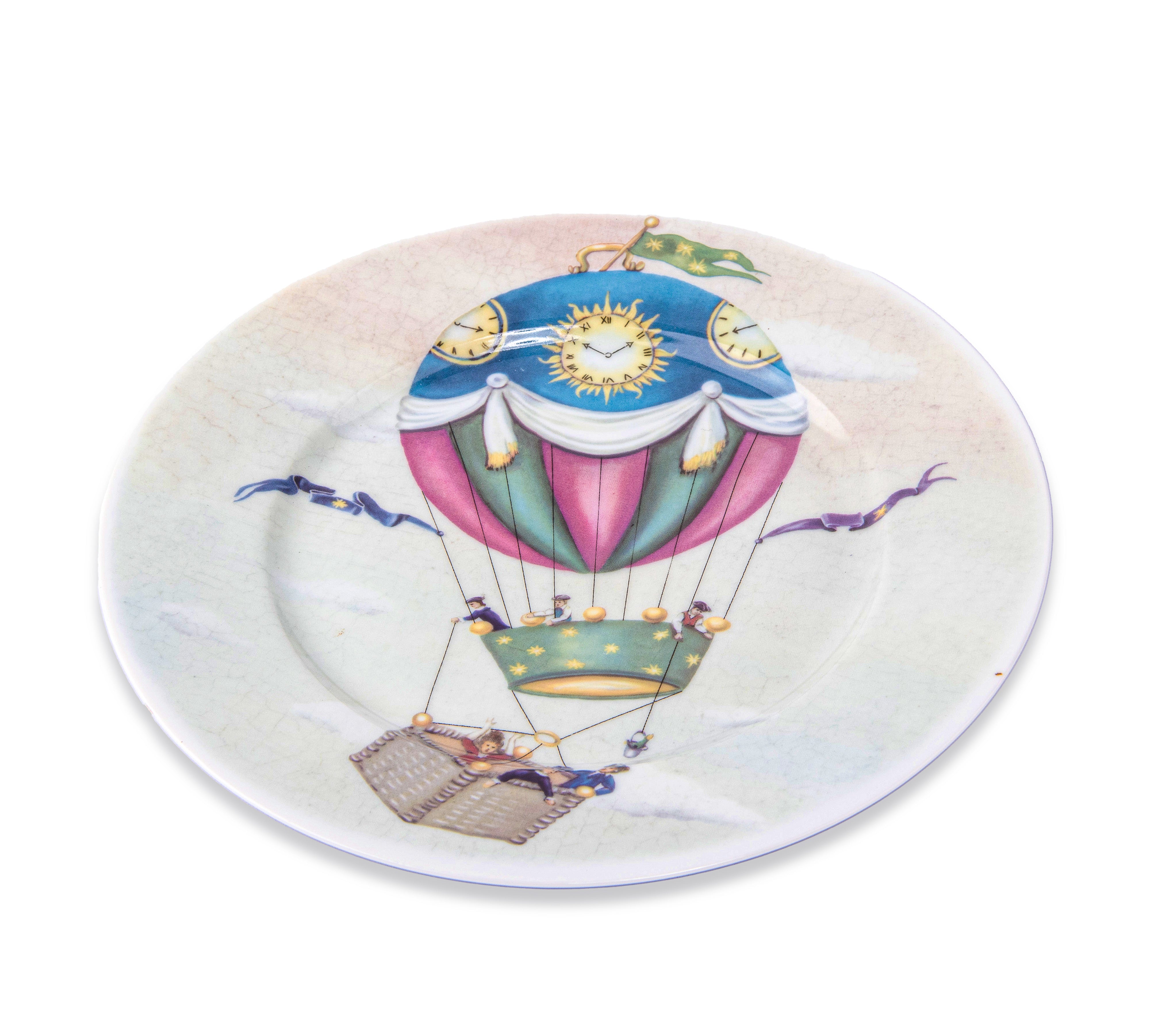Idée Art Exclusive. Porcelain Decorative Plate with Balloon Illustration. Small Size